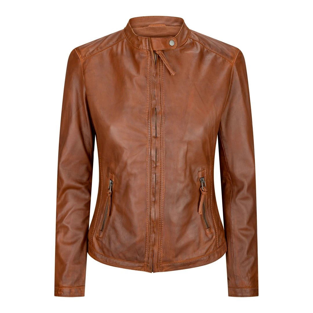 Infinity Leather Women's Leather Company Leather Biker Timber Leather Jacket - Uk 22