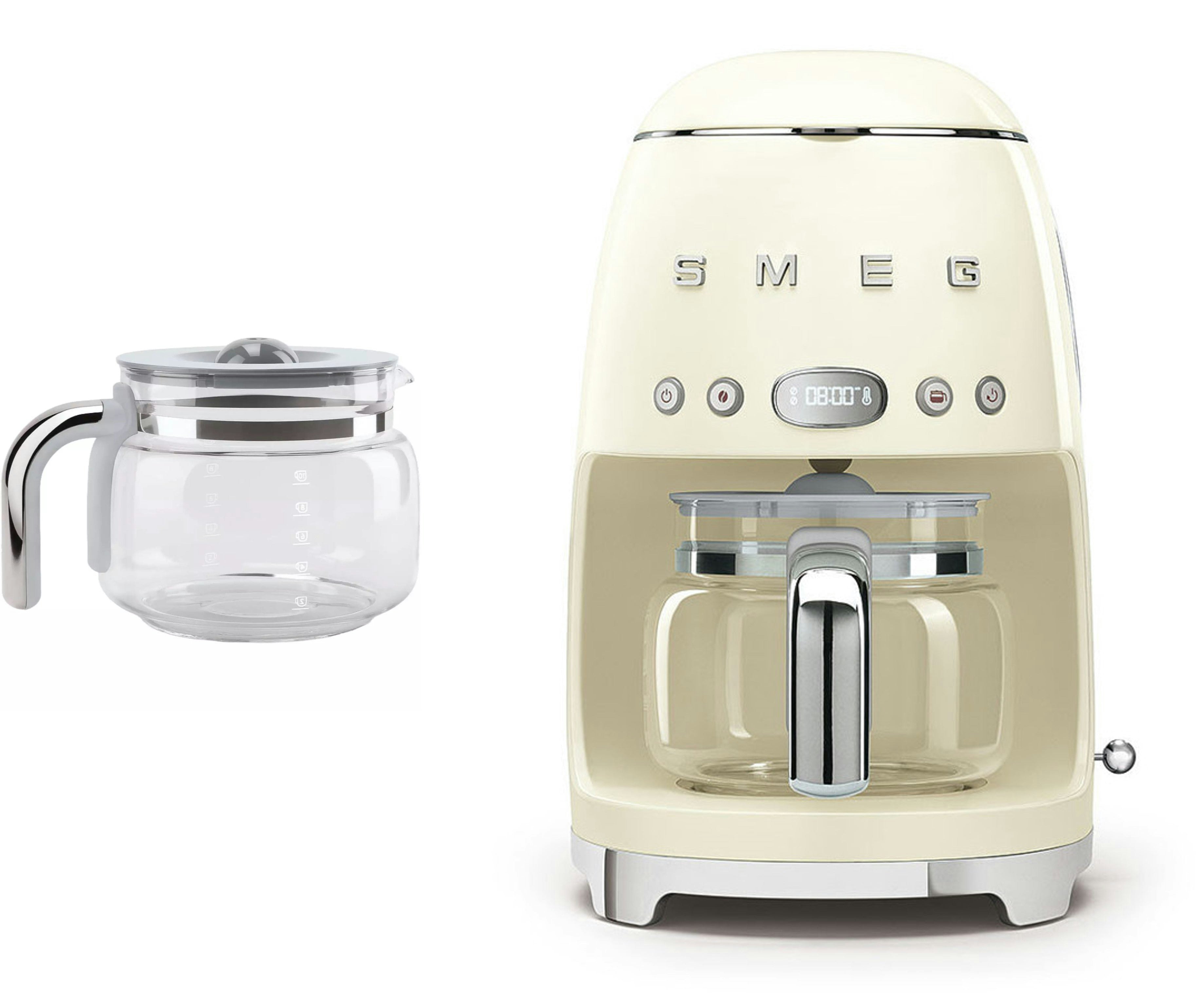 Smeg Cream Dcf02 Drip Filter Coffee Machine +Dcg01 Glass Carafe Spare Jug Bundle