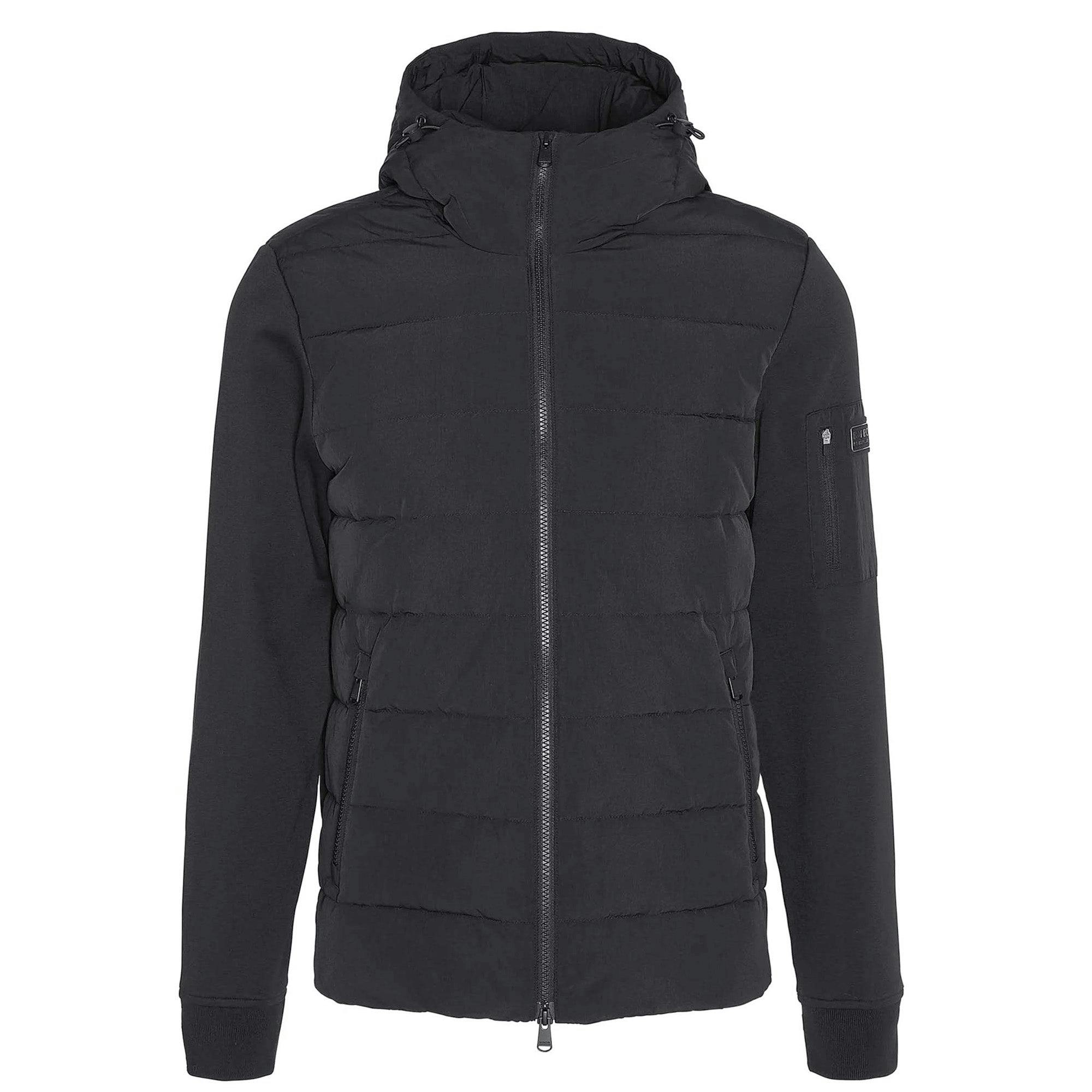 Barbour International Black Stanley Hooded Quilted Sweatshirt - Medium