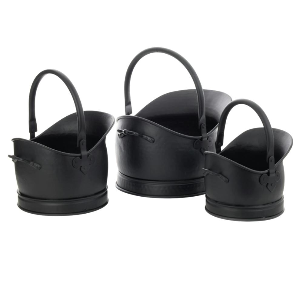 Leecroft Black Cromwell Bucket Set Of 3 - One Colour - One Colour - One Size