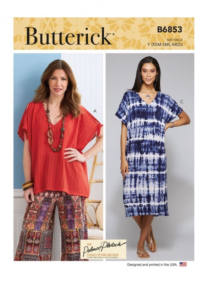 Butterick Women's Sewing Pattern 6853, Tunics, Tops, Dresses For Y (Xs-S-M) - Intermediate - Y (Xs-S-M)