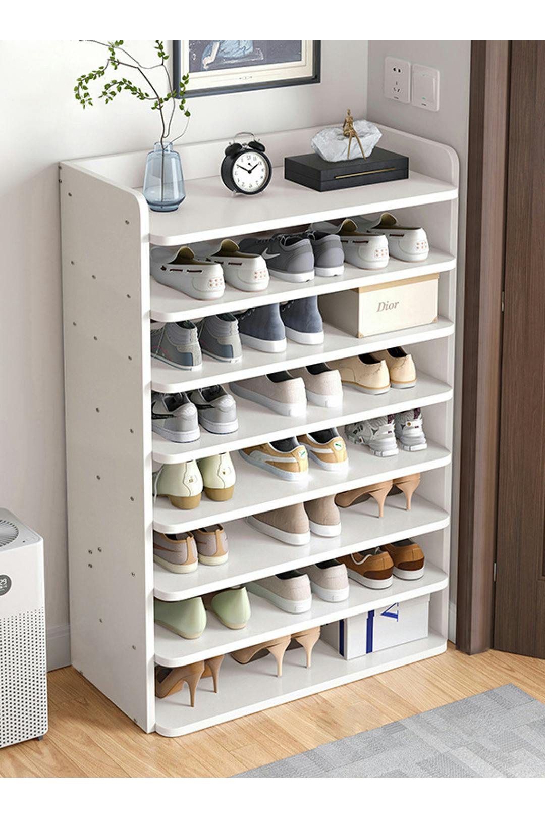 Rackhams White 8-Tier Shoe Rack Shoe Cabinet For Entryway - One Size