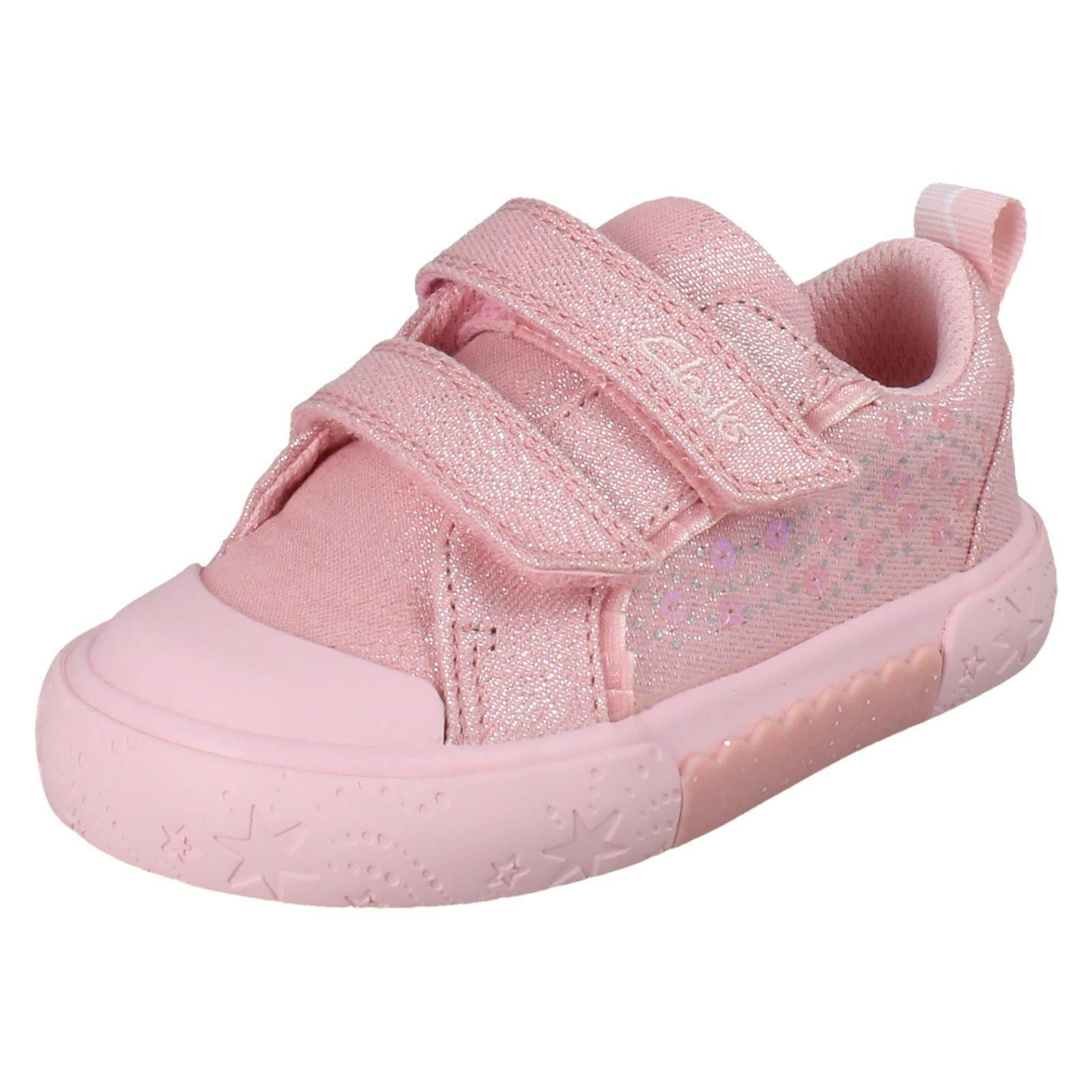 Clarks Girls Pink Canvas Foxing Gleam - (Toddler) - Uk 4.5 Infant - F