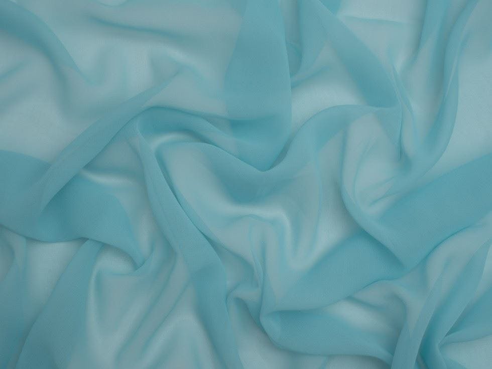 Minerva Light/Sky Blue Core Range Sheer Chiffon Fabric - Plain Design Dressmaking Fabric, 110 Cm / 44" Wide - Per Metre