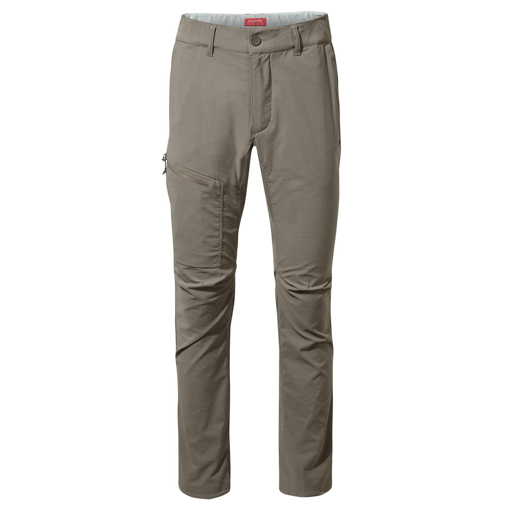 Craghoppers Men's Grey Pro Active Nosilife Trousers - Pebble - 30L - Pebble - 92% Polyamide/8% Elastane