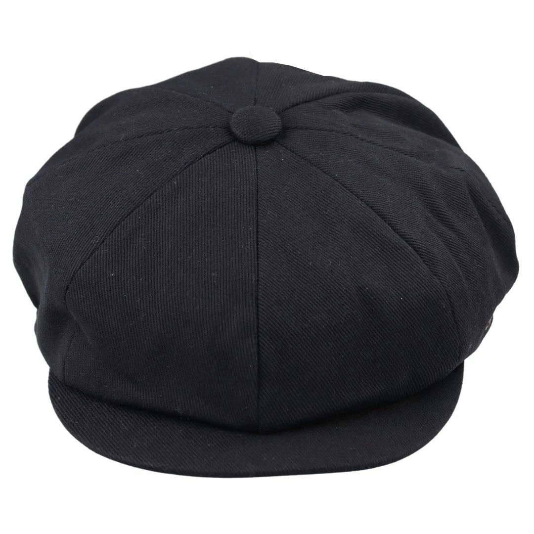 Major Men's Black 8 Panel Razor Summer Baker Boy Hat Cotton Blinders Newsboy Flat Cap Shelby - S/M