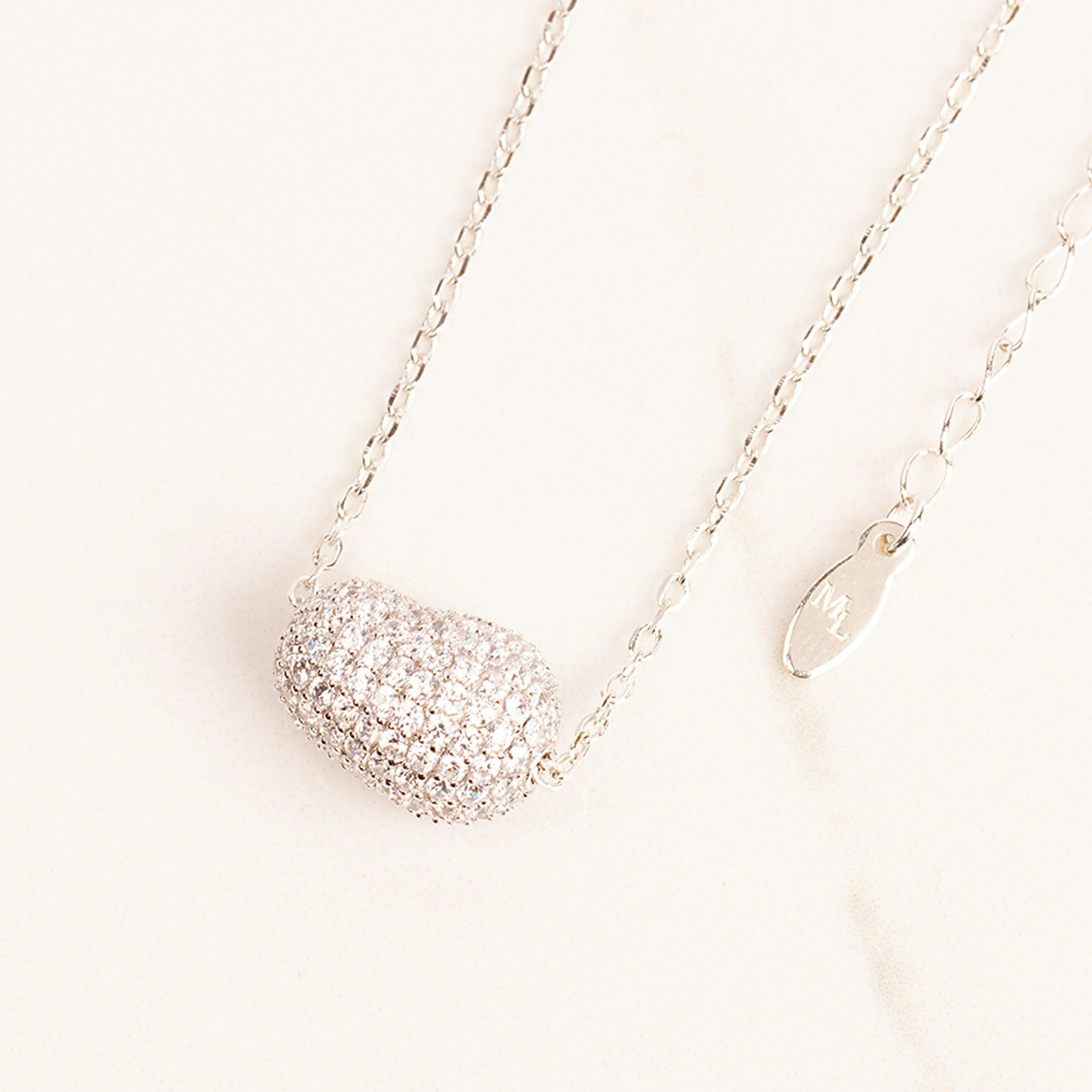 Mylee London Silver Crystal Bean Necklace - Sterling - Yes