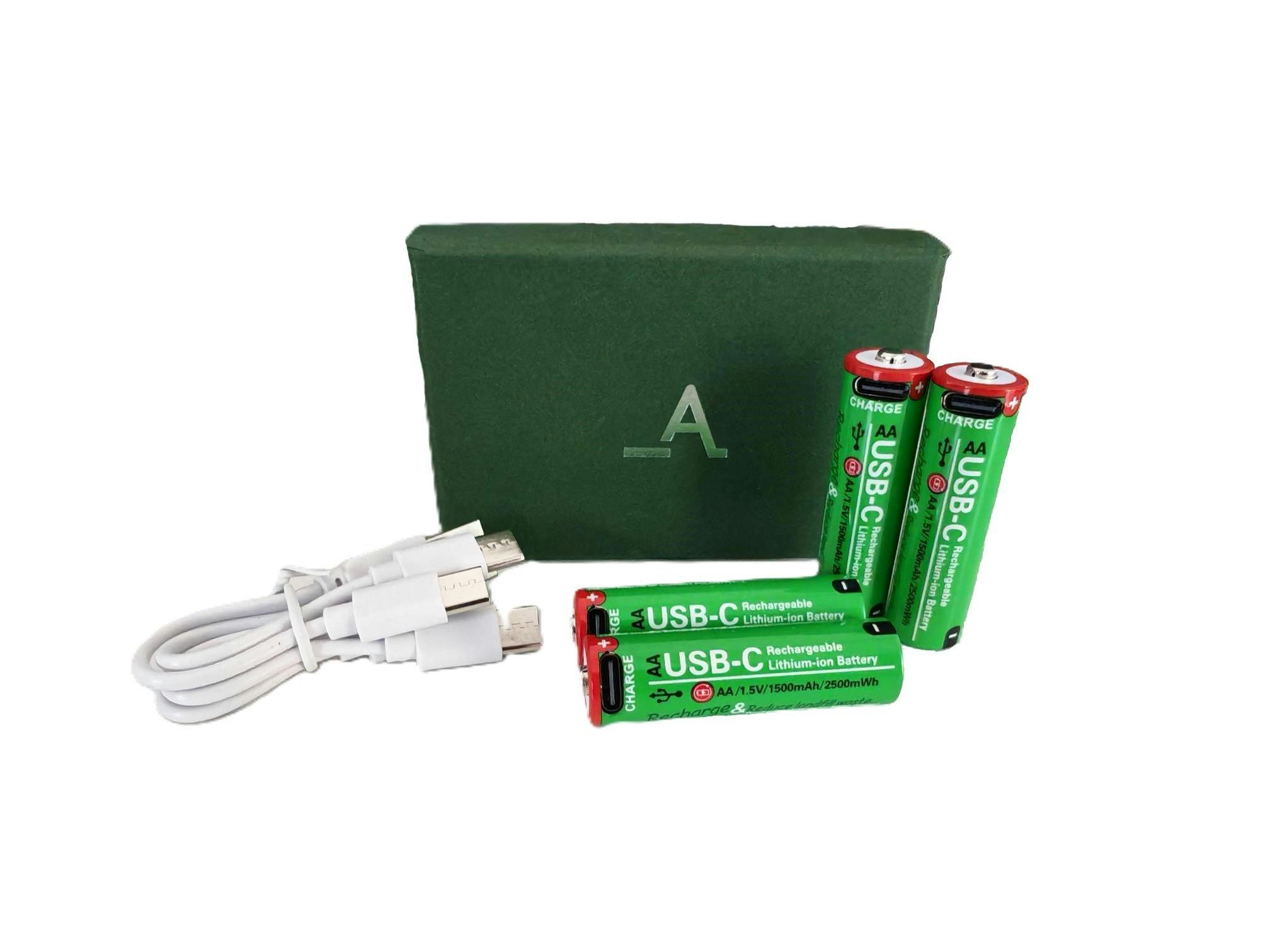 Accuratus Light Power-Up Batteries - Usb-C Rechargeable Lithium-Ion Aa X4 Battery Set