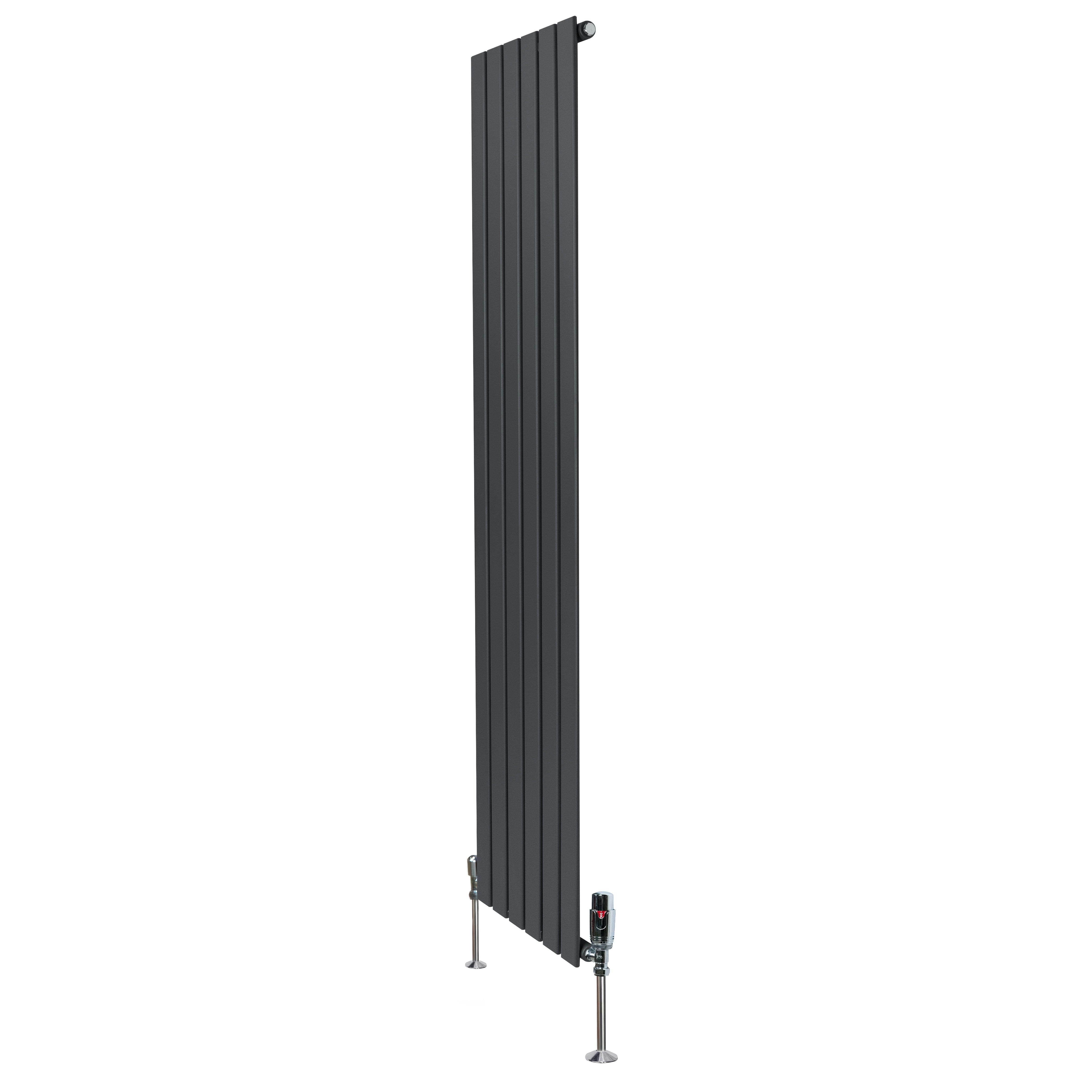 Monstershop Anthracite/Grey Flat Single Column Radiator & Valves – 1800Mm X 420Mm –