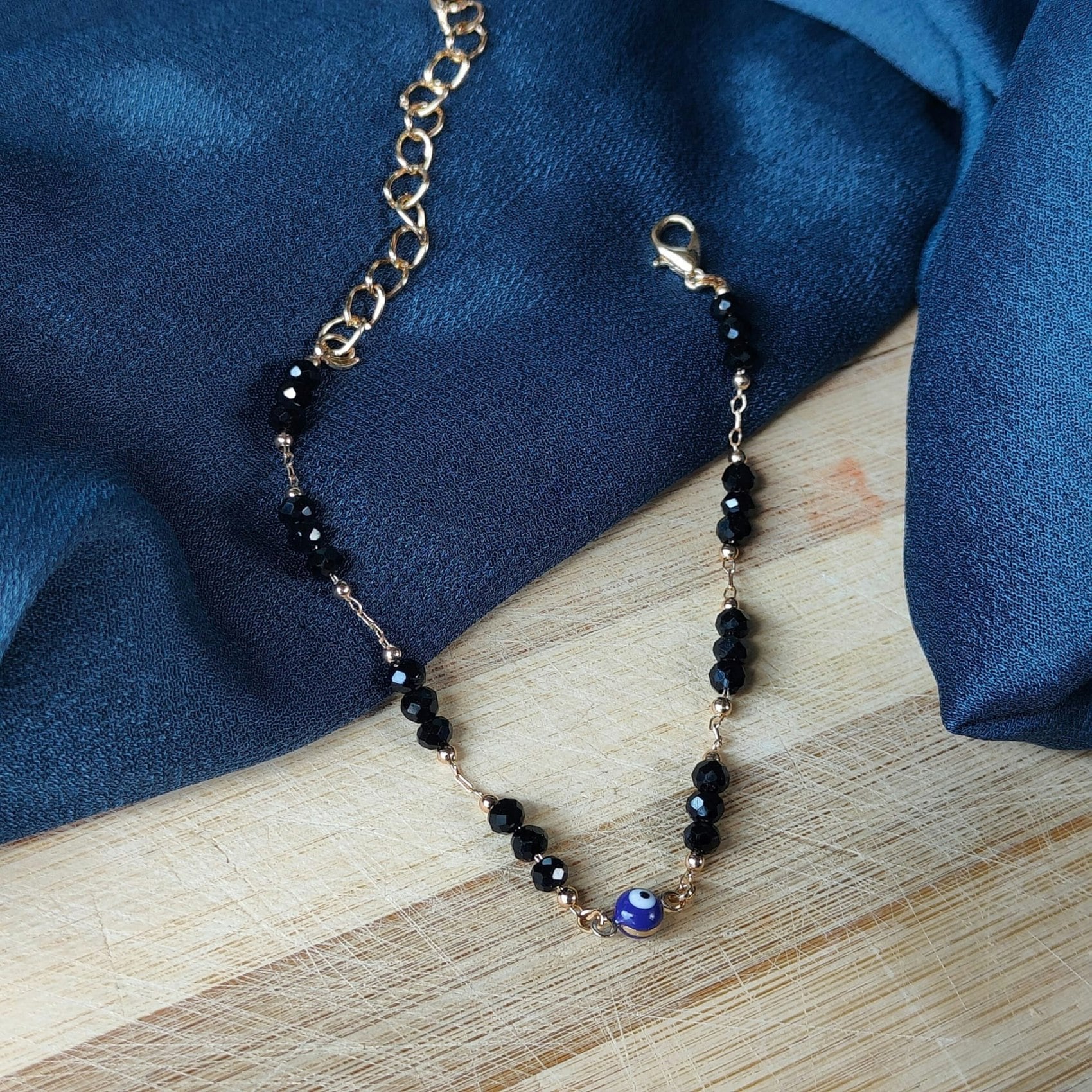 The Colourful Aura Black Evil Eye Beads Indian Mangalsutra Protection Nazaria Bracelet
