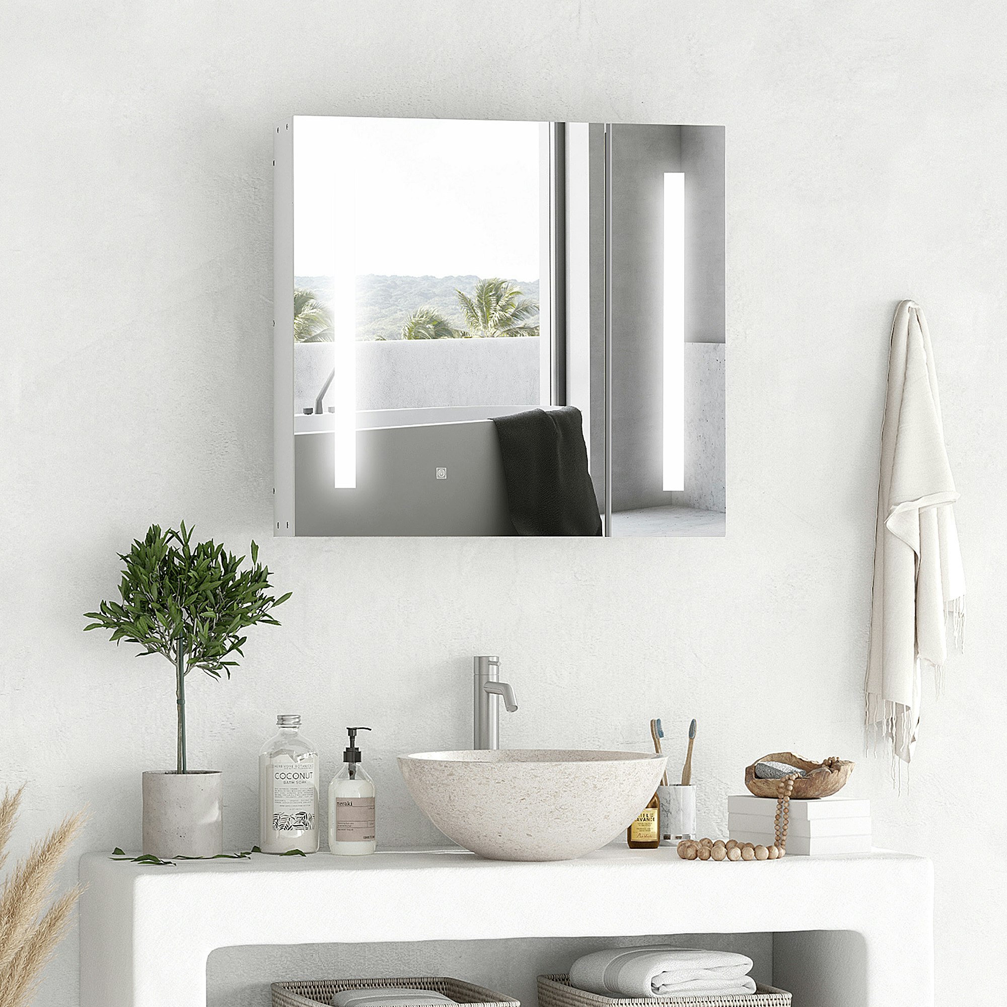 Photos - Bathroom Cabinet Kleankin Rackhams LED Illuminated Mirror Cabinet with Lights, Touch Switch, for Bathroom 