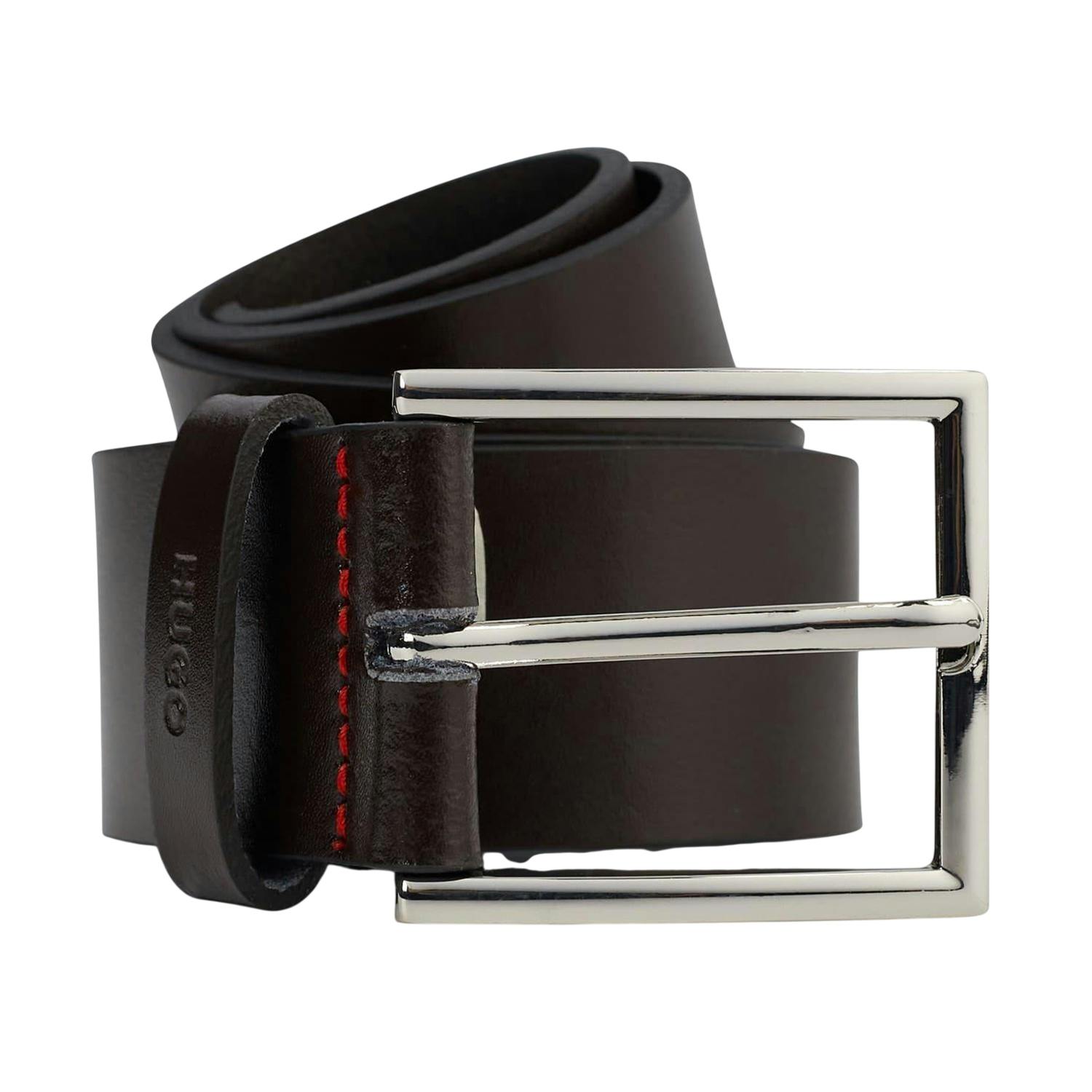 Hugo Boss Men's Brown Giaspo Leather Belt - 95Cm - 100% Mixed