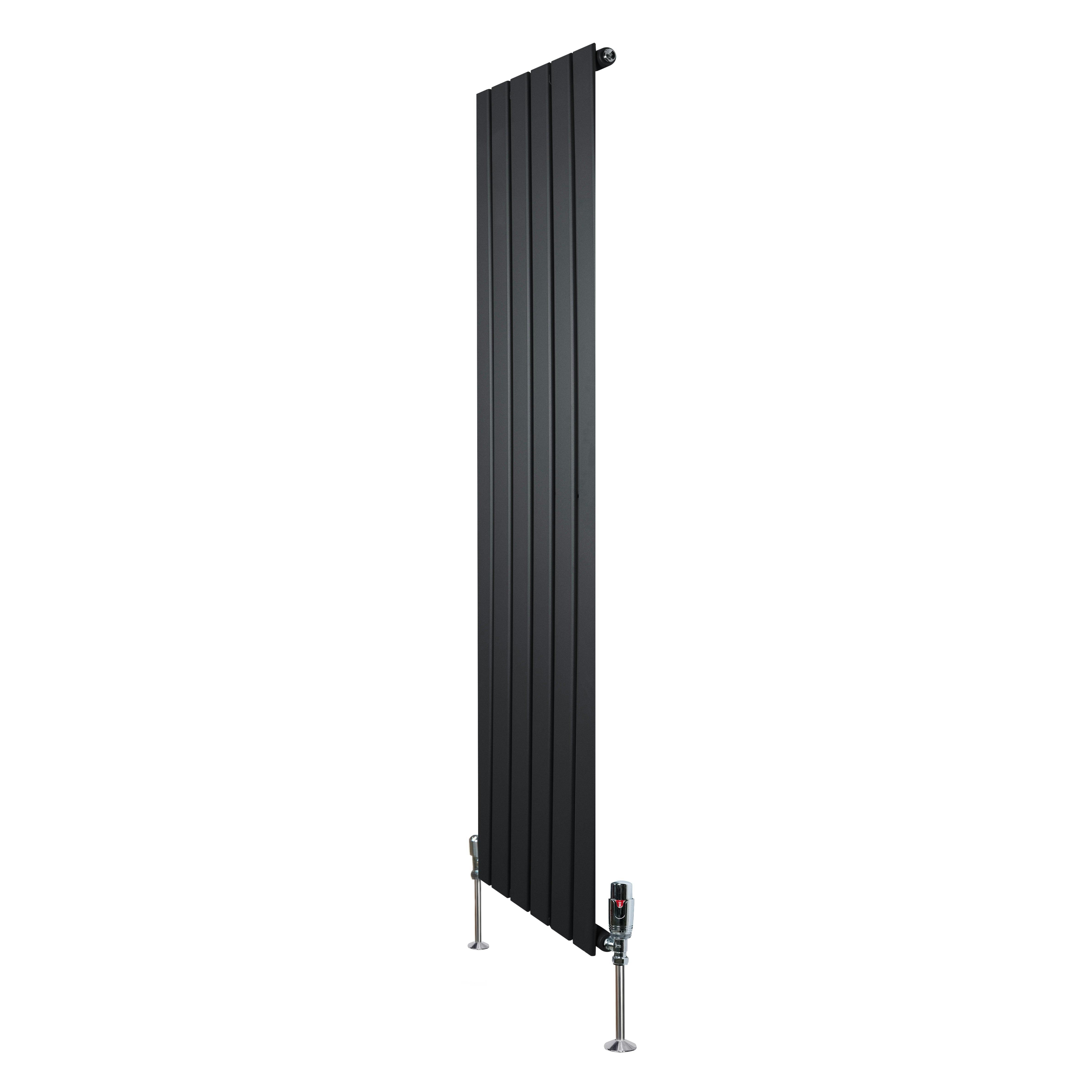 Monstershop Black Flat Single Column Radiator & Valves – 1600Mm X 420Mm –