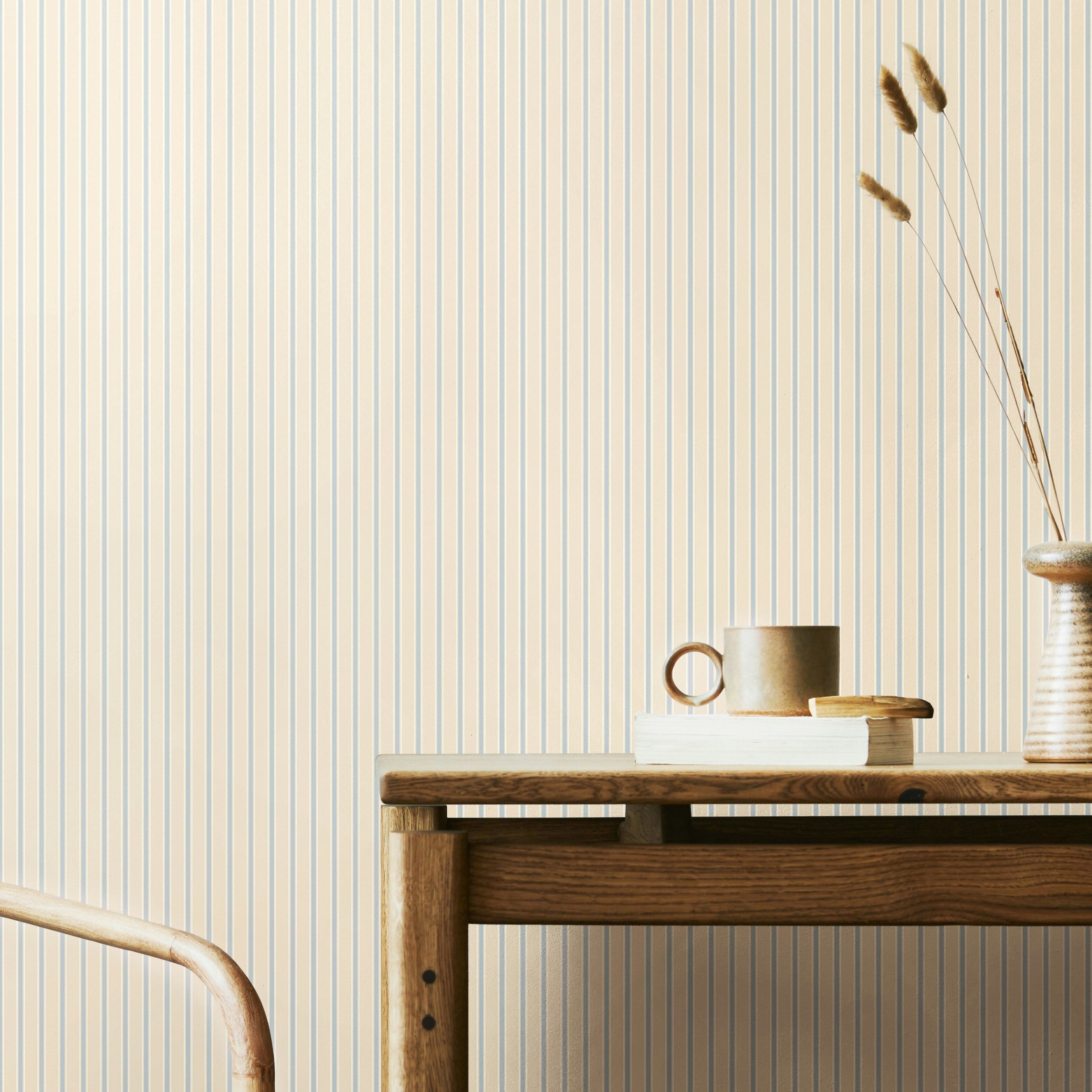 Hoopla Walls Blue Chalk Stripe - Wedgewood 10M Wallpaper