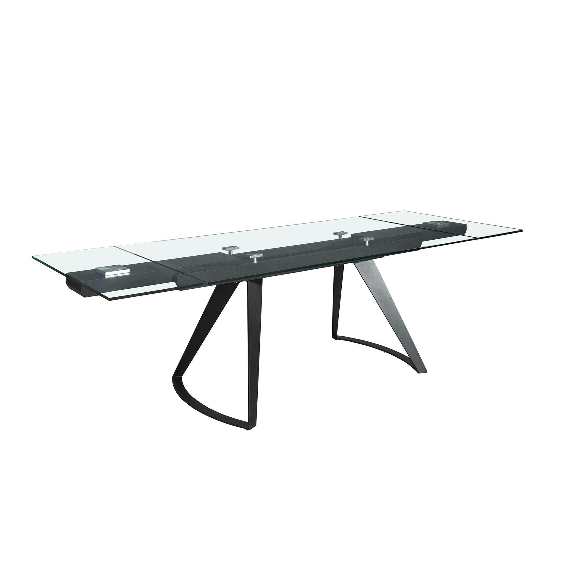 Angel Cerdá Black Rectangular Extendable Dining Table In Tempered Glass And Steel 1150