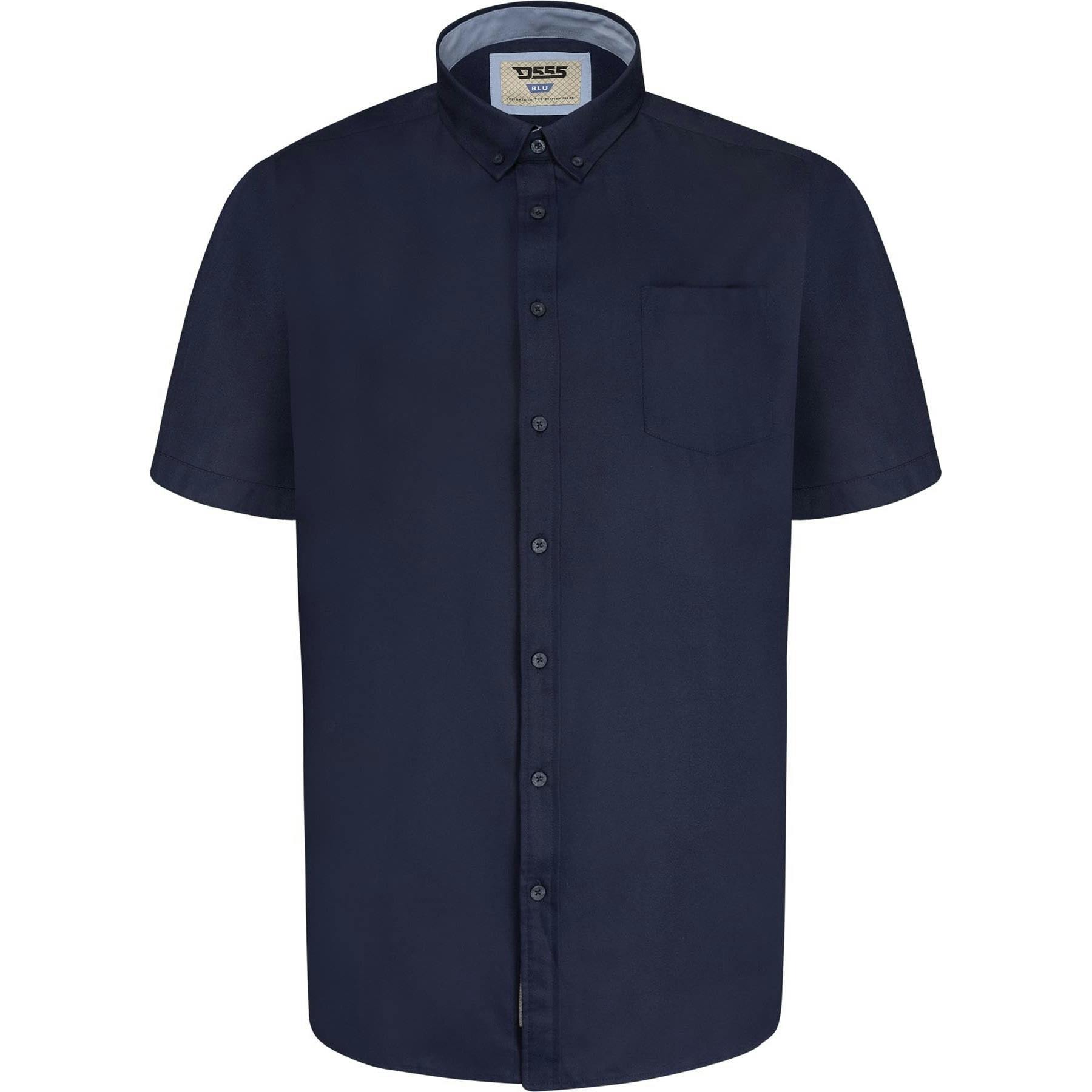 Duke Men's D555 James Oxford Kingsize Short-Sleeved Shirt - Navy - 3XL - Navy - 65% Cotton/35% Polyester