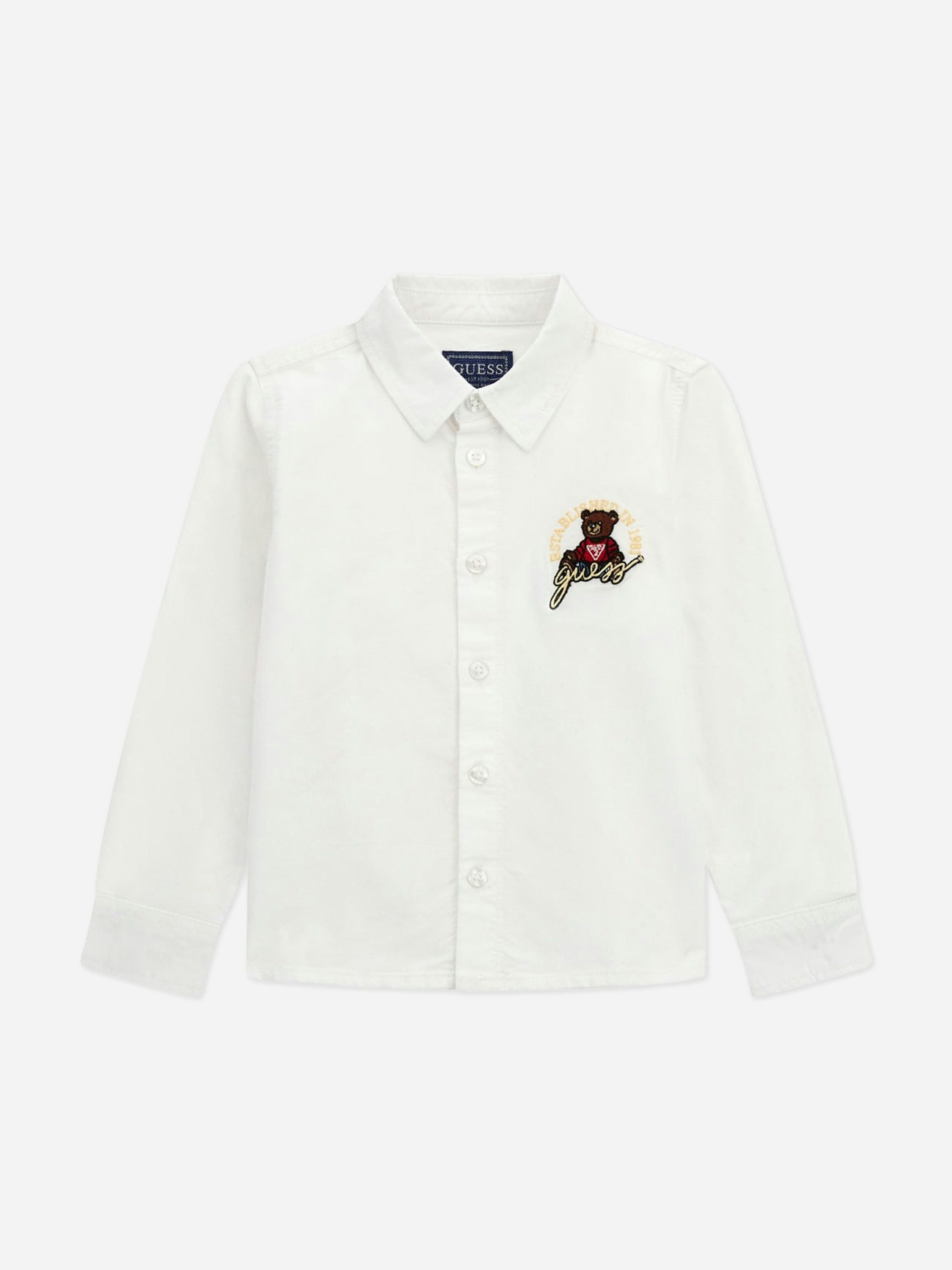 Guess Boys White Bear Oxford Shirt In - 2 Yrs