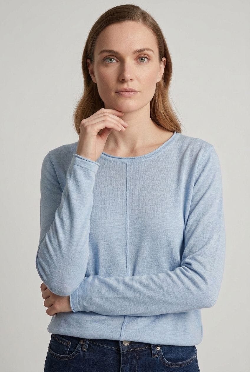 Izabel London Blue Long Sleeve Relaxed Lightweight Knit Top - 16