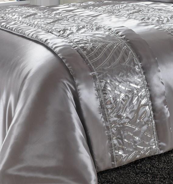 Rackhams Grey Shimmer Bed Runner Sequin Embellished Bedding - Bed Runner