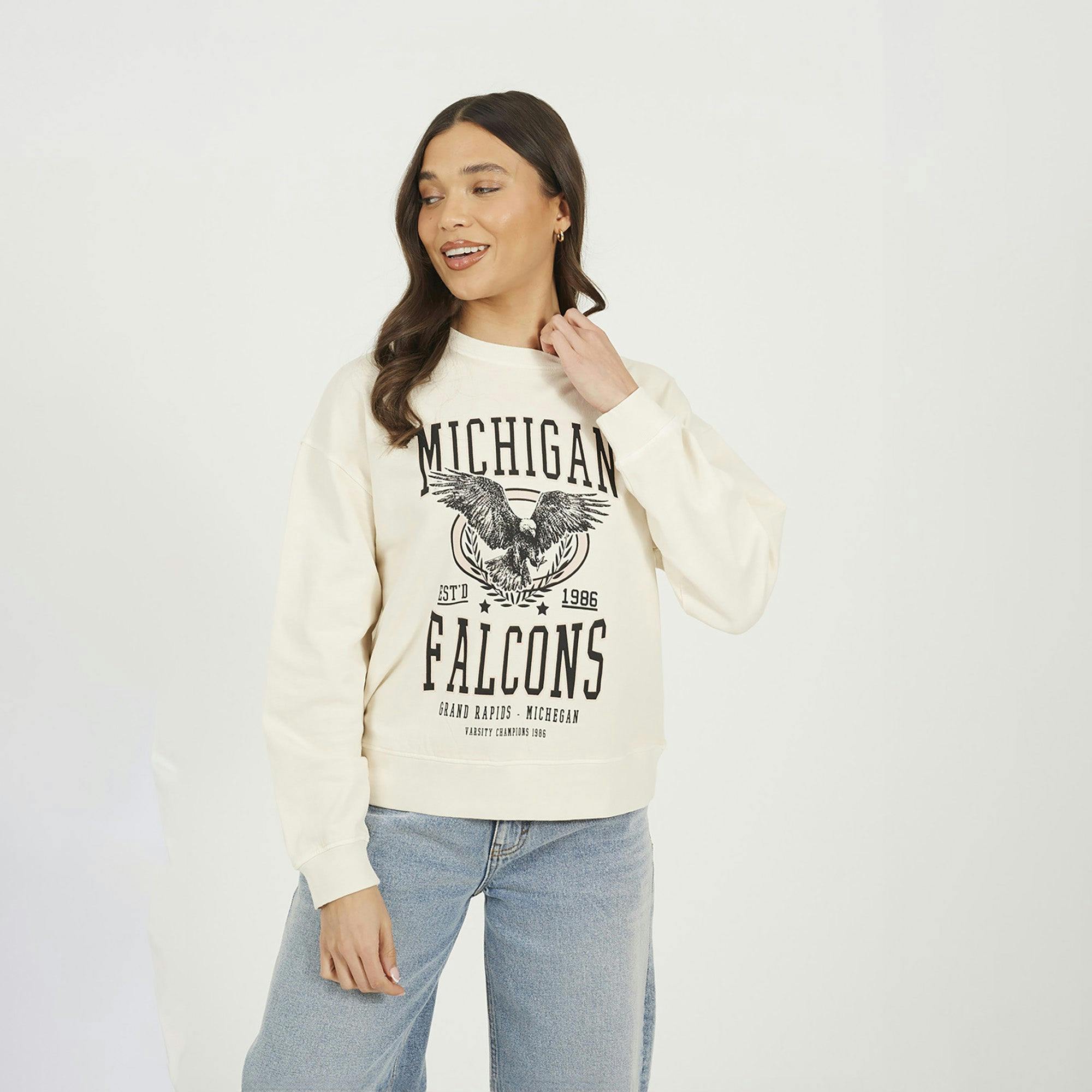 Brave Soul Beige Acid Wash Graphic Print Sweatshirt - L