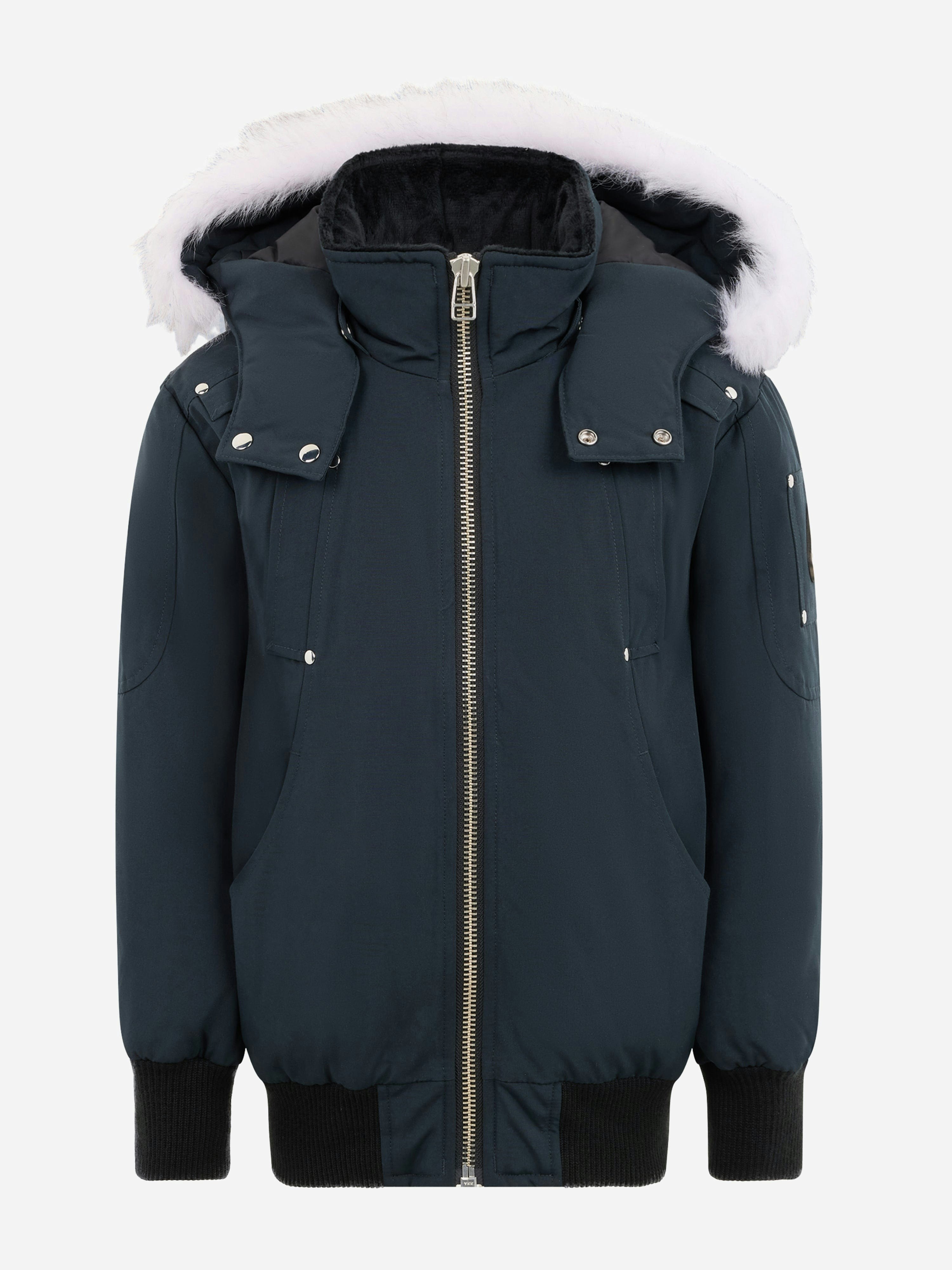 Moose Knuckles Unisex Kids Blue Kids Down Padded Bomber Jacket In Navy - L (12 - 14 Yrs)