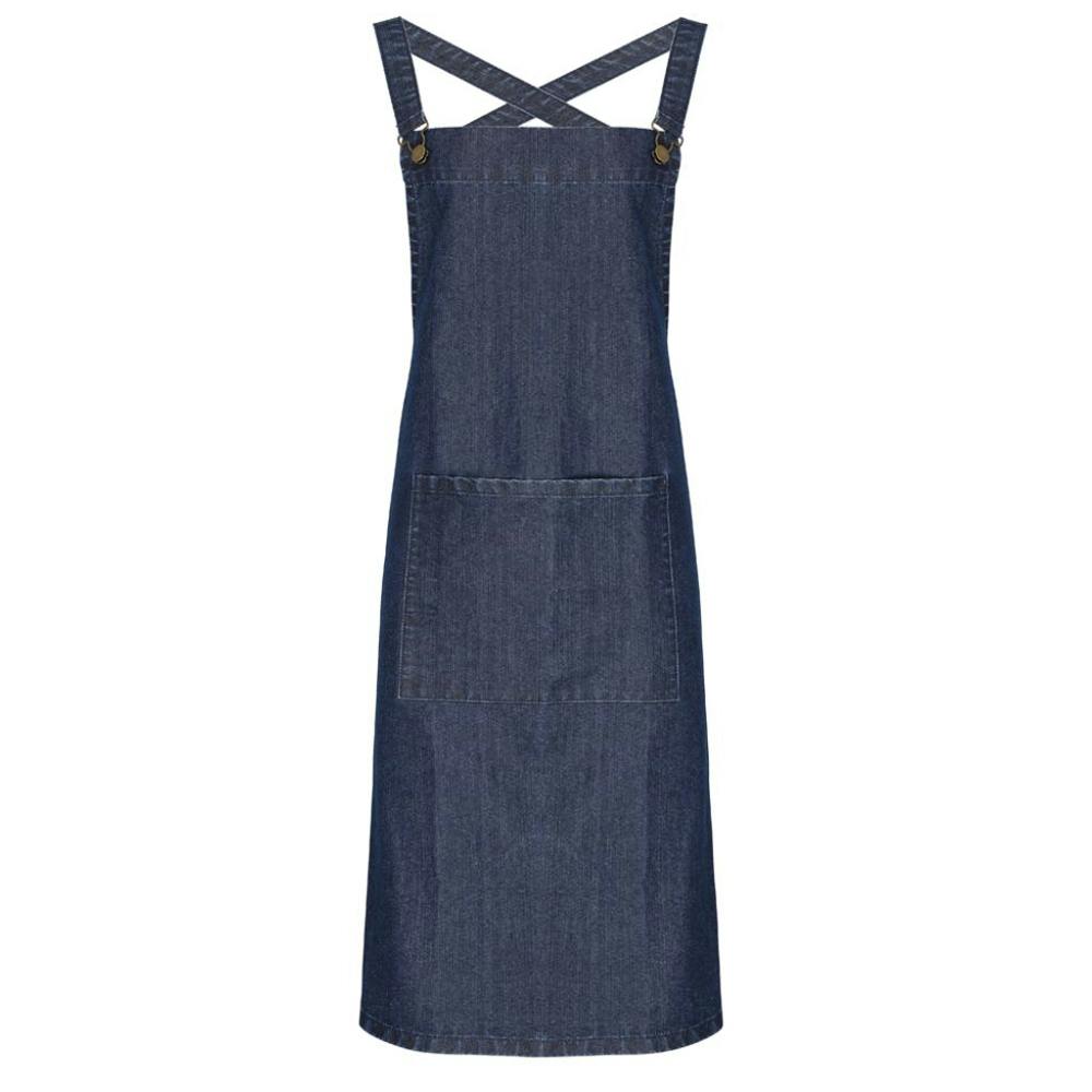 Premier Unisex Indigo Barista Polycotton Cross Back Full Apron In - Image 4