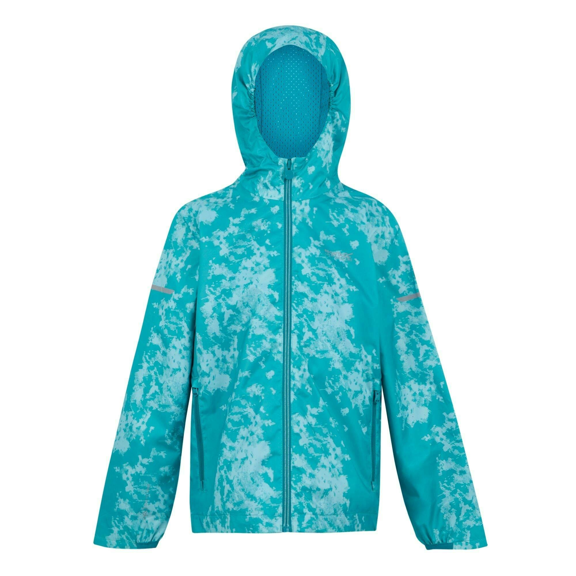 Regatta Boys Blue Kids Lever Ii Abstract Waterproof Jacket - Icy Morn/Aruba /Exotic Plume - 5-6 Years - Icy Morn/Aruba /Exotic Plume - 100% Polyester