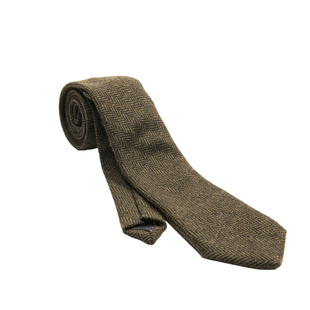 Heritage Traditions Green Box Check Tweed Tie - Herringbone Check