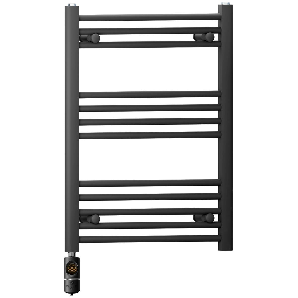 Myhomeware Black 500 X 700 Mm Matt Electric Bathroom Towel Rail Radiator Heater With Af Thermostatic Electric Element Pre-Filled