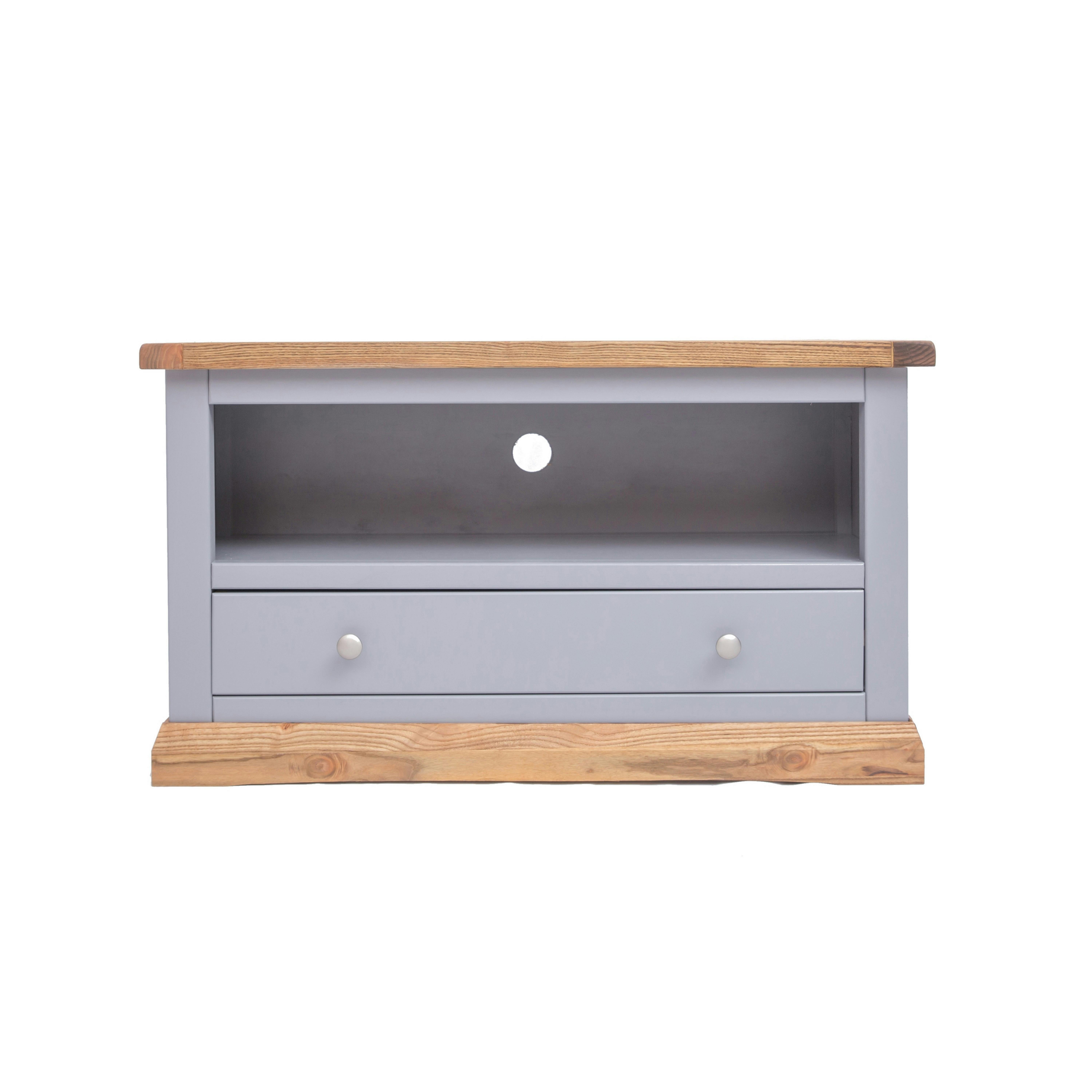Rackhams Grey Biccari 1 Drawer Tv Cabinet Chrome Knob