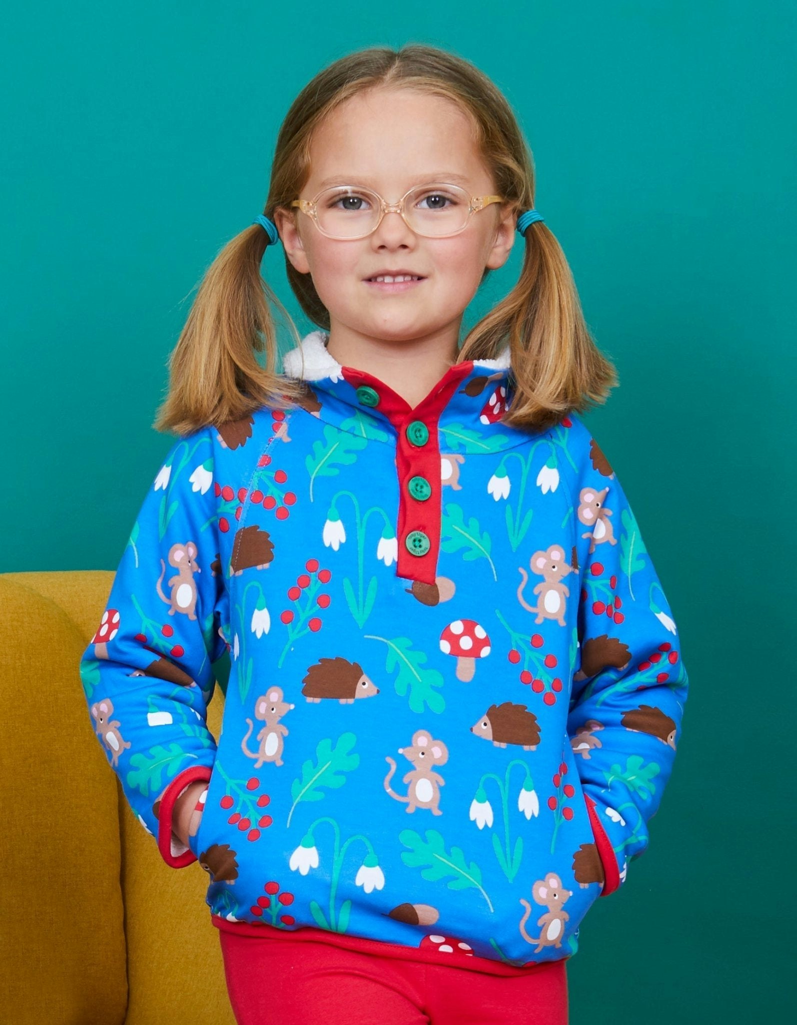 Toby Tiger Organic Woodland Print Cosy Fleece Sweatshirt - 6-12M / 80Cm