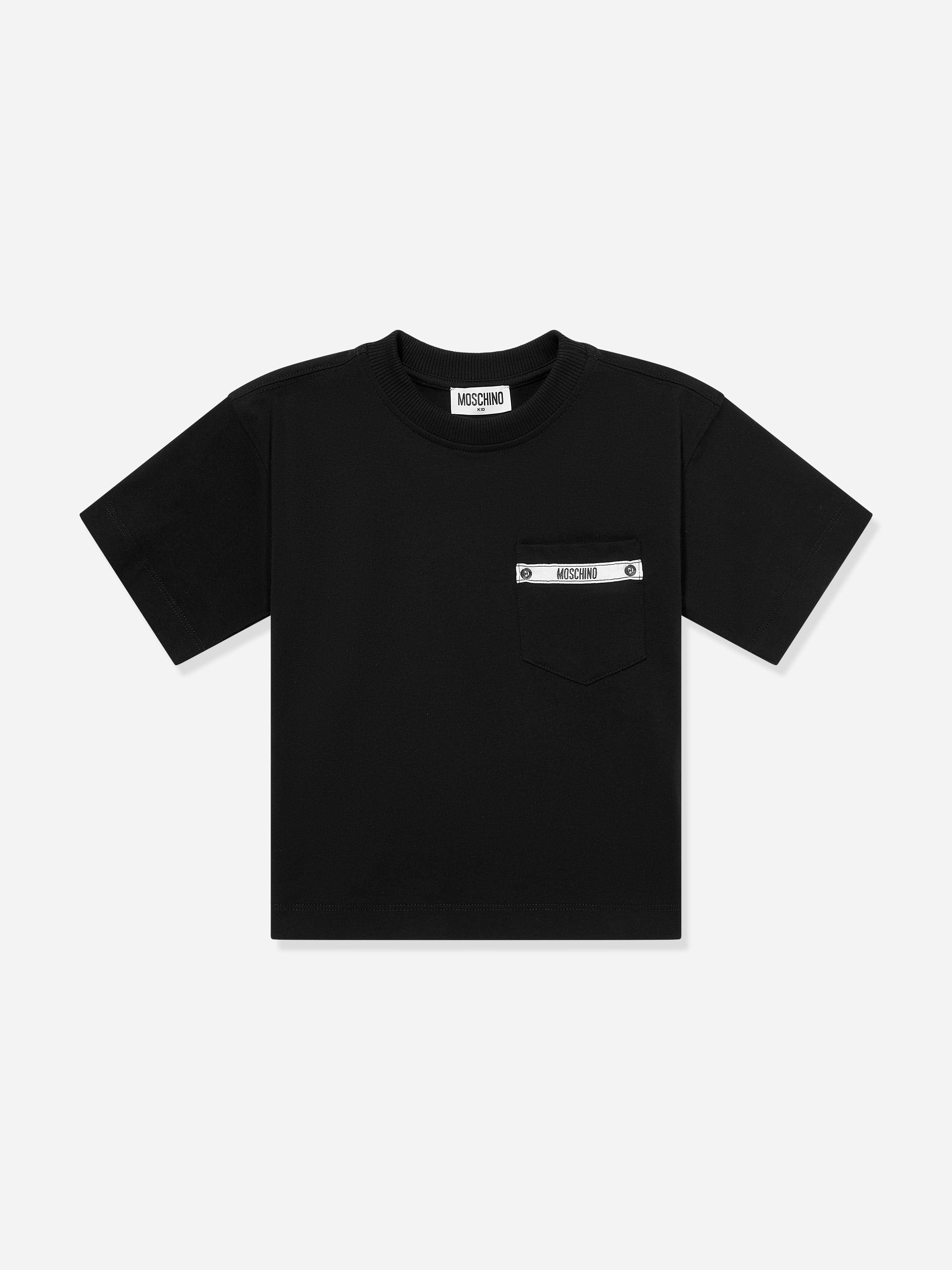 Moschino Kids Boys Black Moschino Logo Pocket T-Shirt In - 12 Yrs