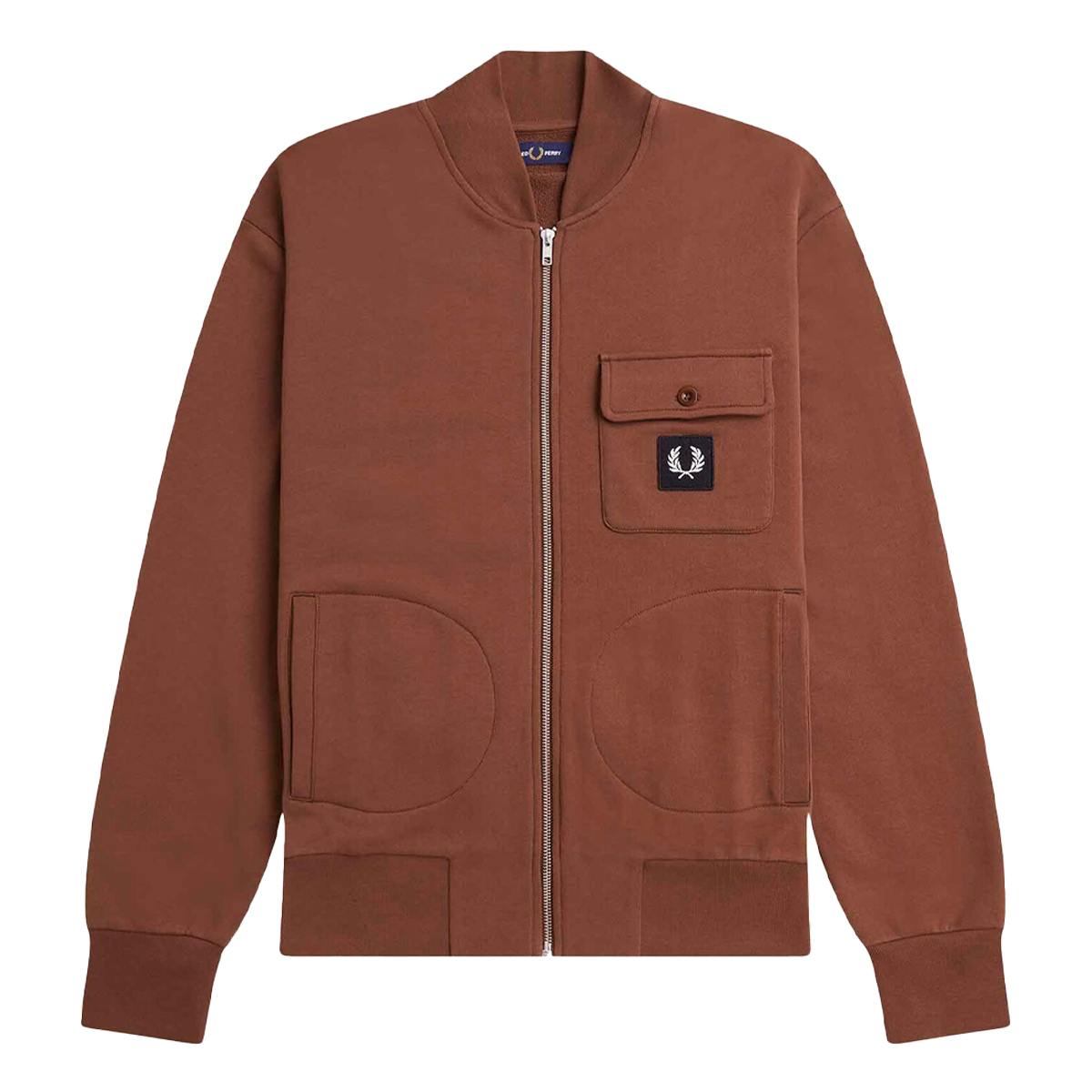 Fred Perry Men's Full Zip Bomber Jacket - Whisky - S - Whisky - 100% Cotton