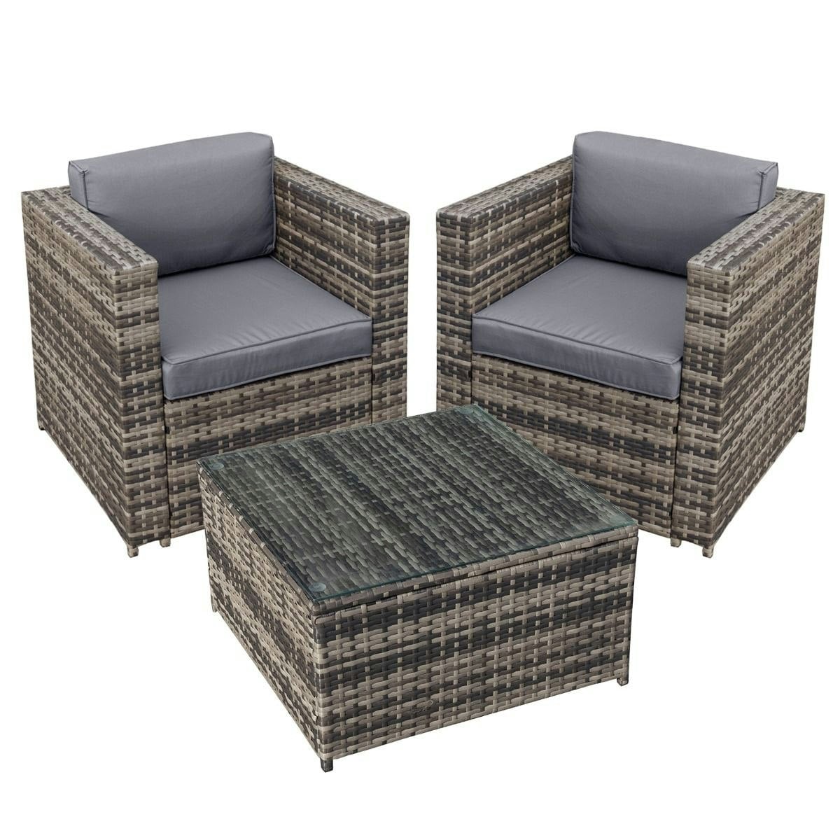 Rackhams Grey Malta Rattan 2 Seat Tea For Two Set In Walnut - Walnut - Pe Rattan - 1