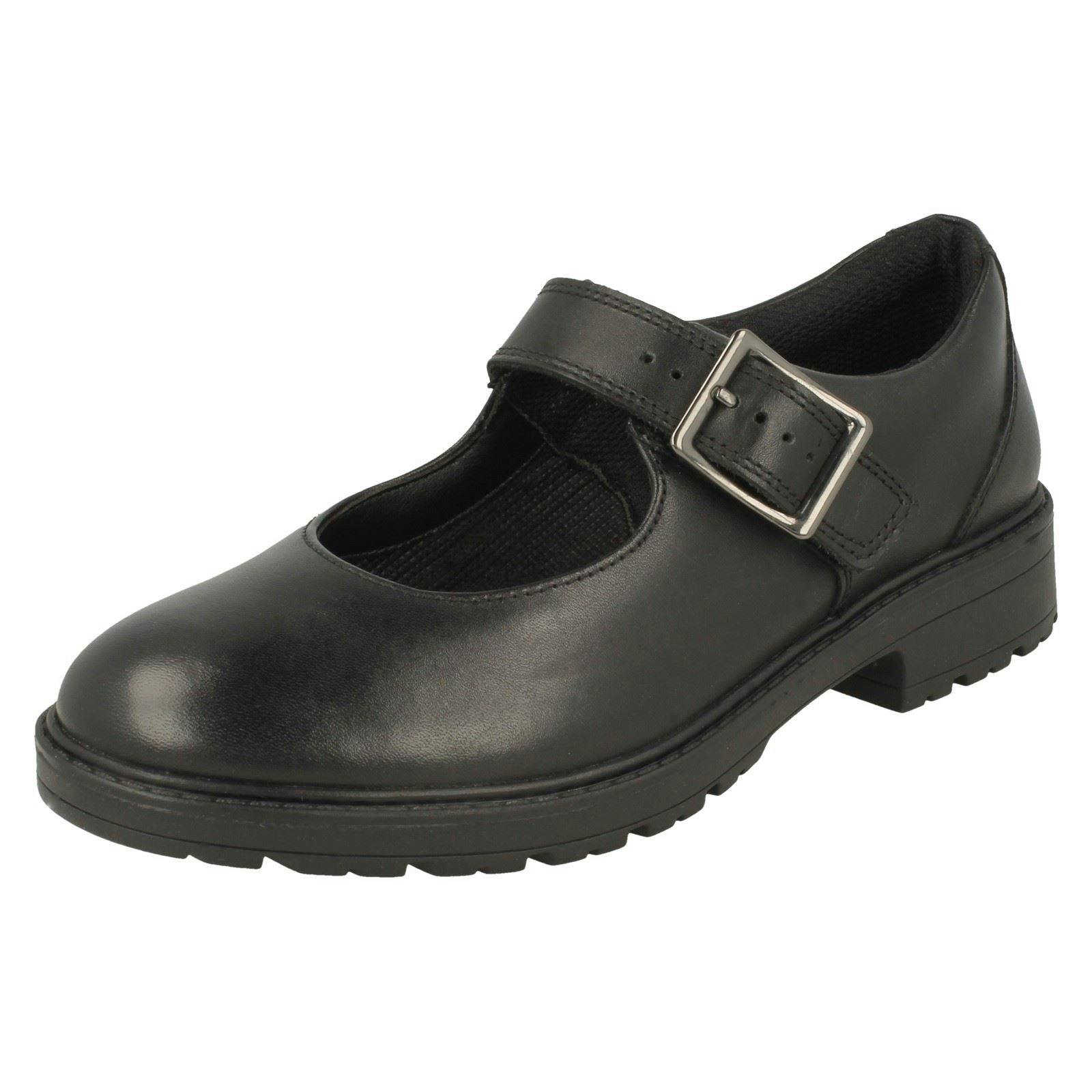 Clarks Girls Black Mary Jane Style Shoes Loxham Walk Y - Leather - Uk 3 Child - G