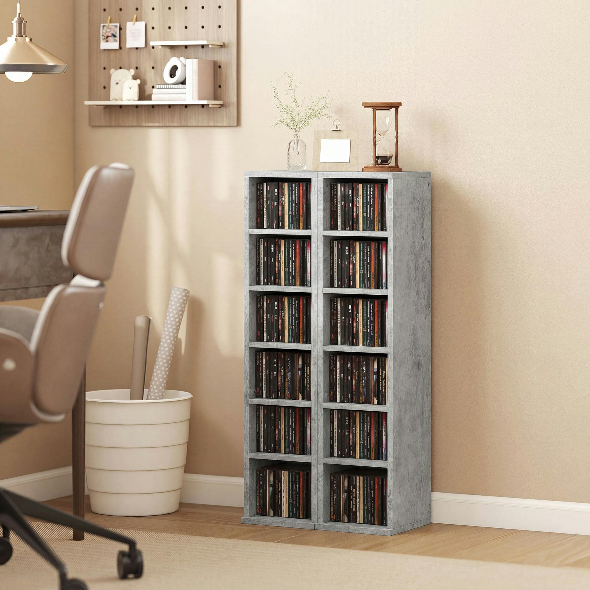 Rackhams Grey Set Of 2 Cd Storage Units Dvd Shelf With Adjustable Shelves - 2