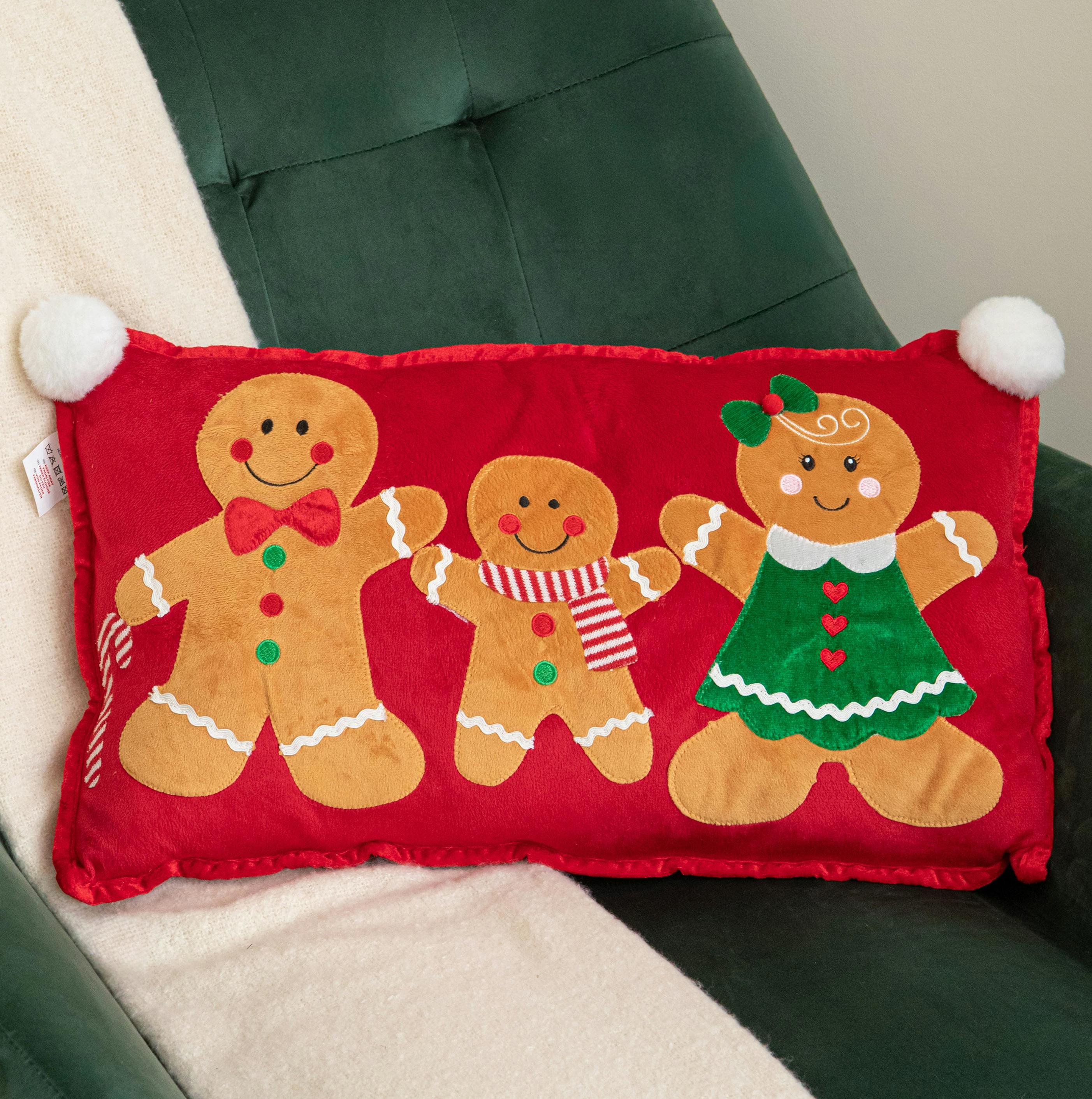 Three Kings 30Cm X 55Cm Gingerbread Family Christmas Decorative Cushion - Image 2