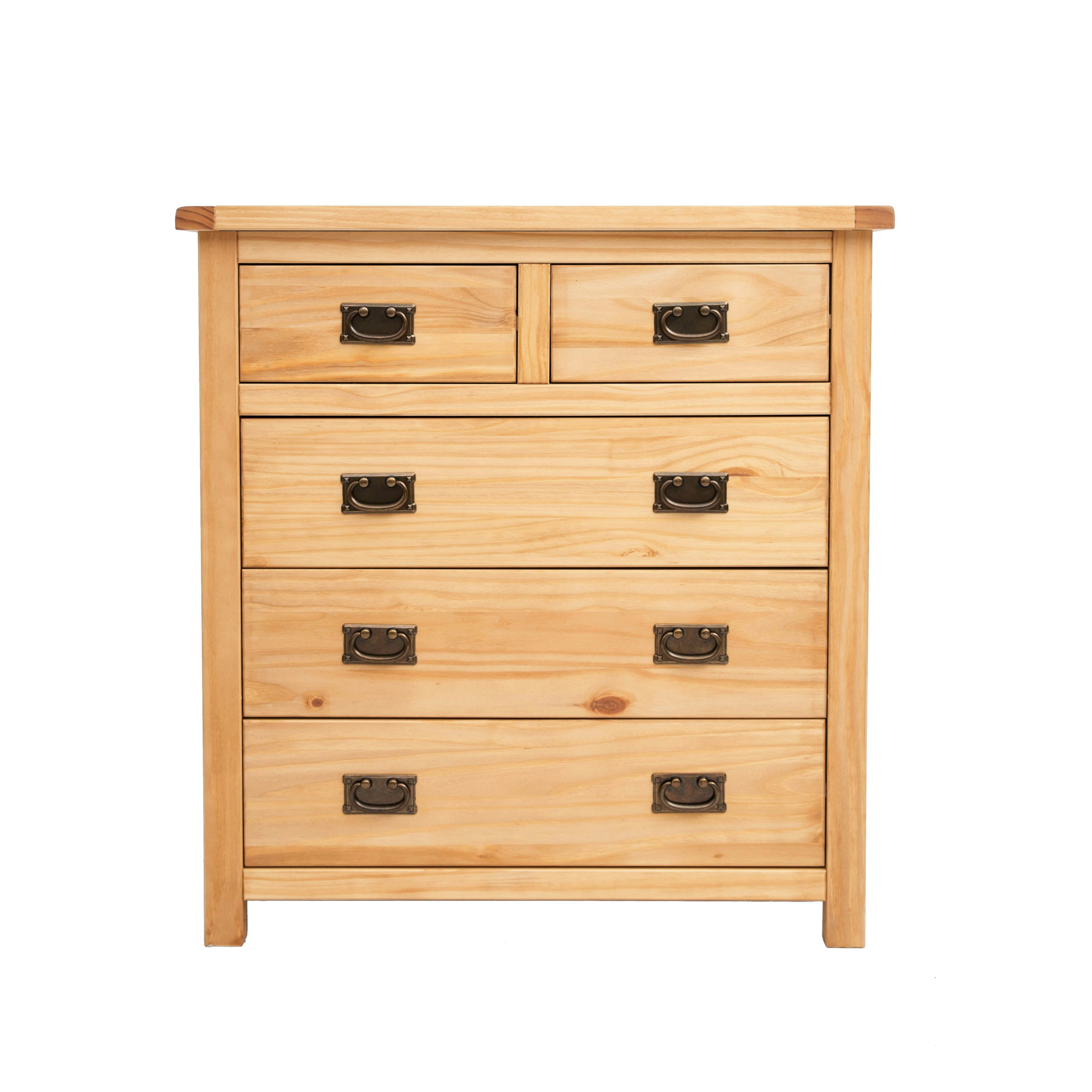 Cabinet Bits Light/Brown Lugo 5 Drawer Chest Of Drawers Bras Drop Handle