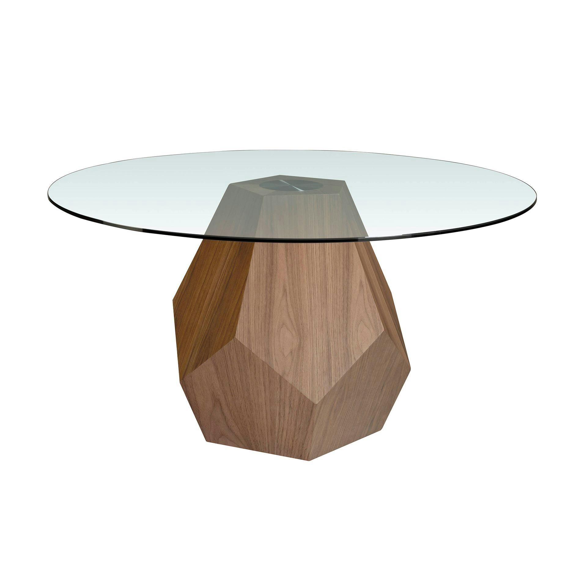 Rackhams Light Round Tempered Glass And Walnut Dining Table 1093