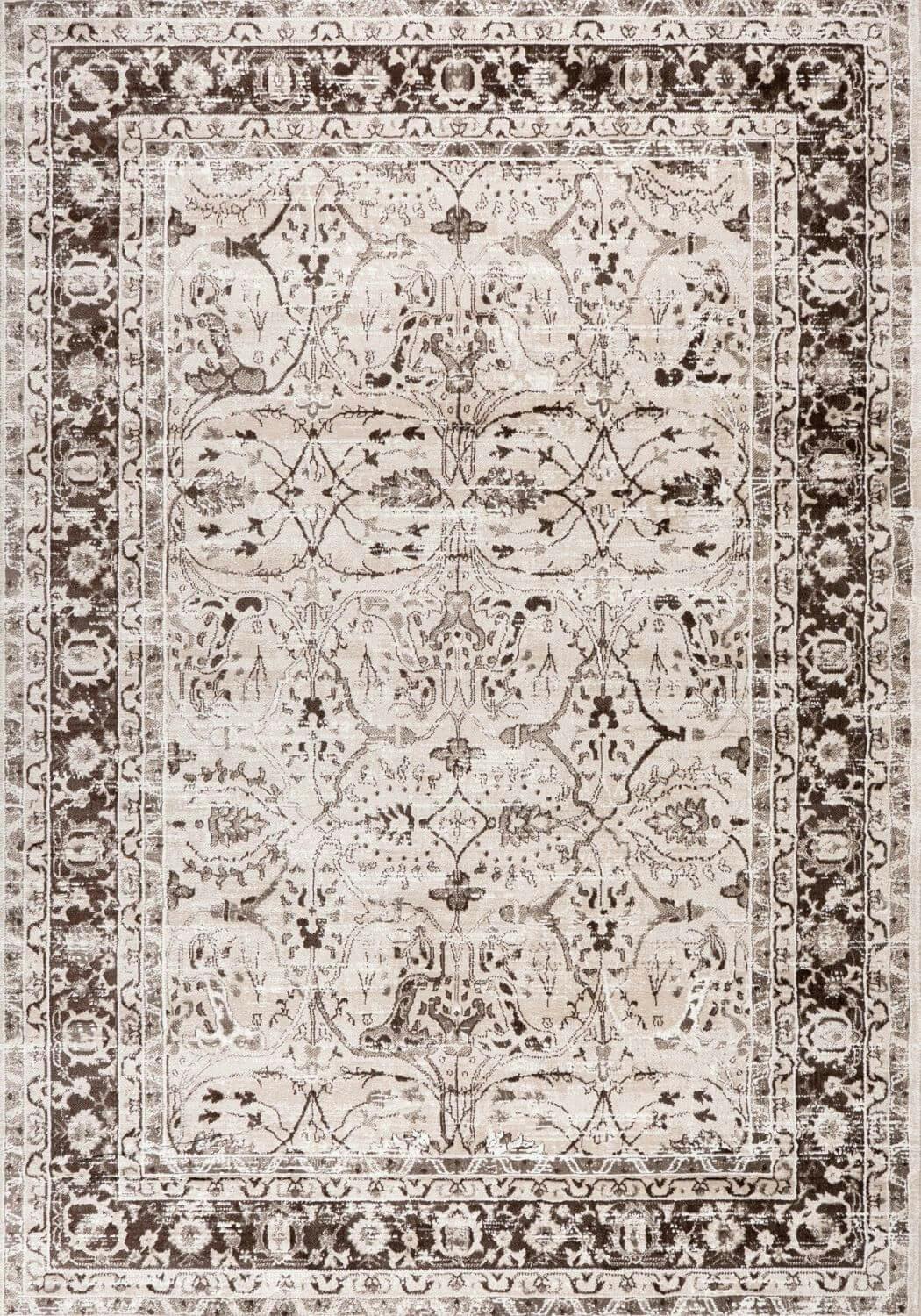 Rackhams Beige Montana Bordered Rug | 4070 - 80X150 Cm