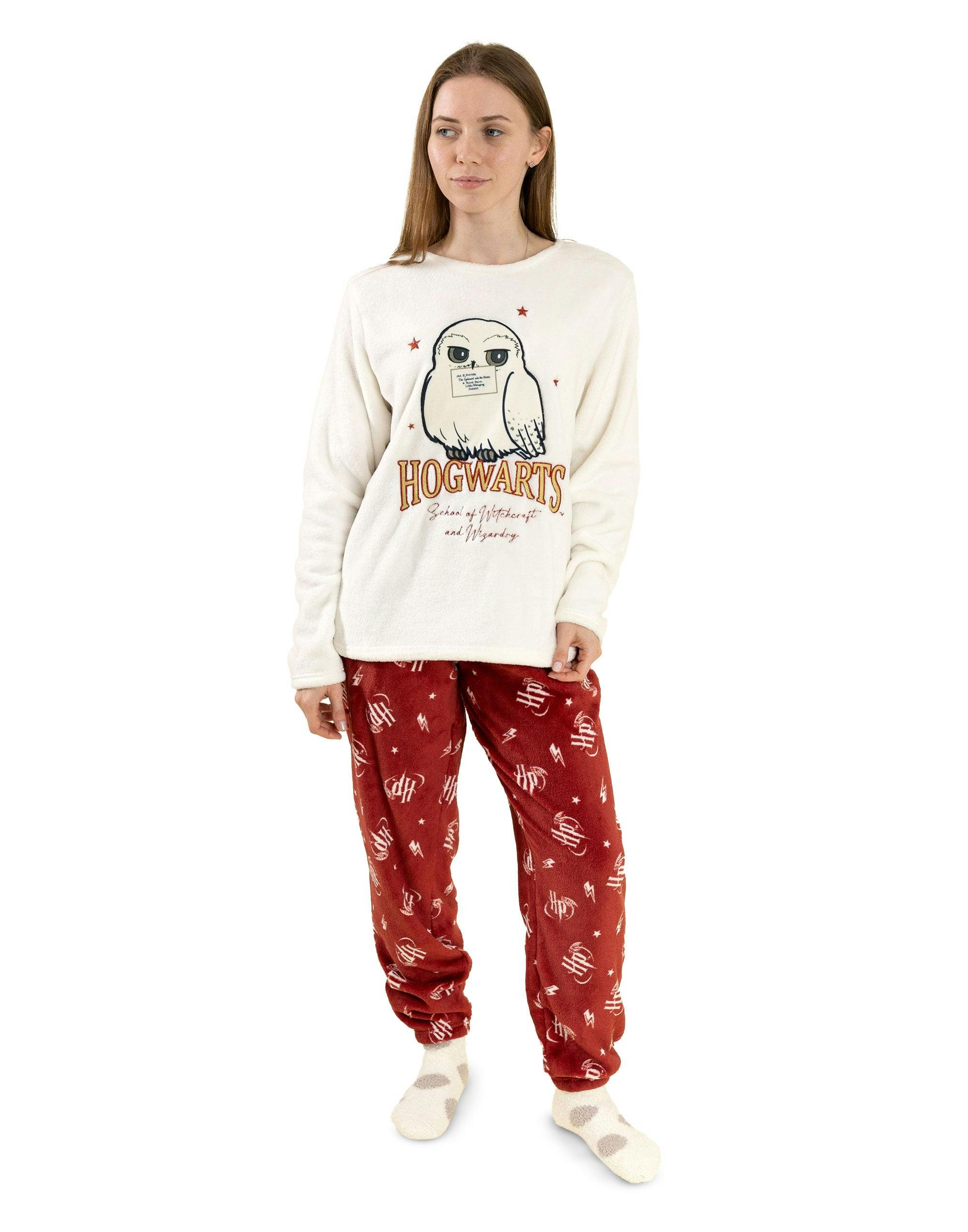 Vanilla Underground Women's White Harry Potter Off- Hedwig Long Sleeve Long Leg Pyjama Set - X-Large
