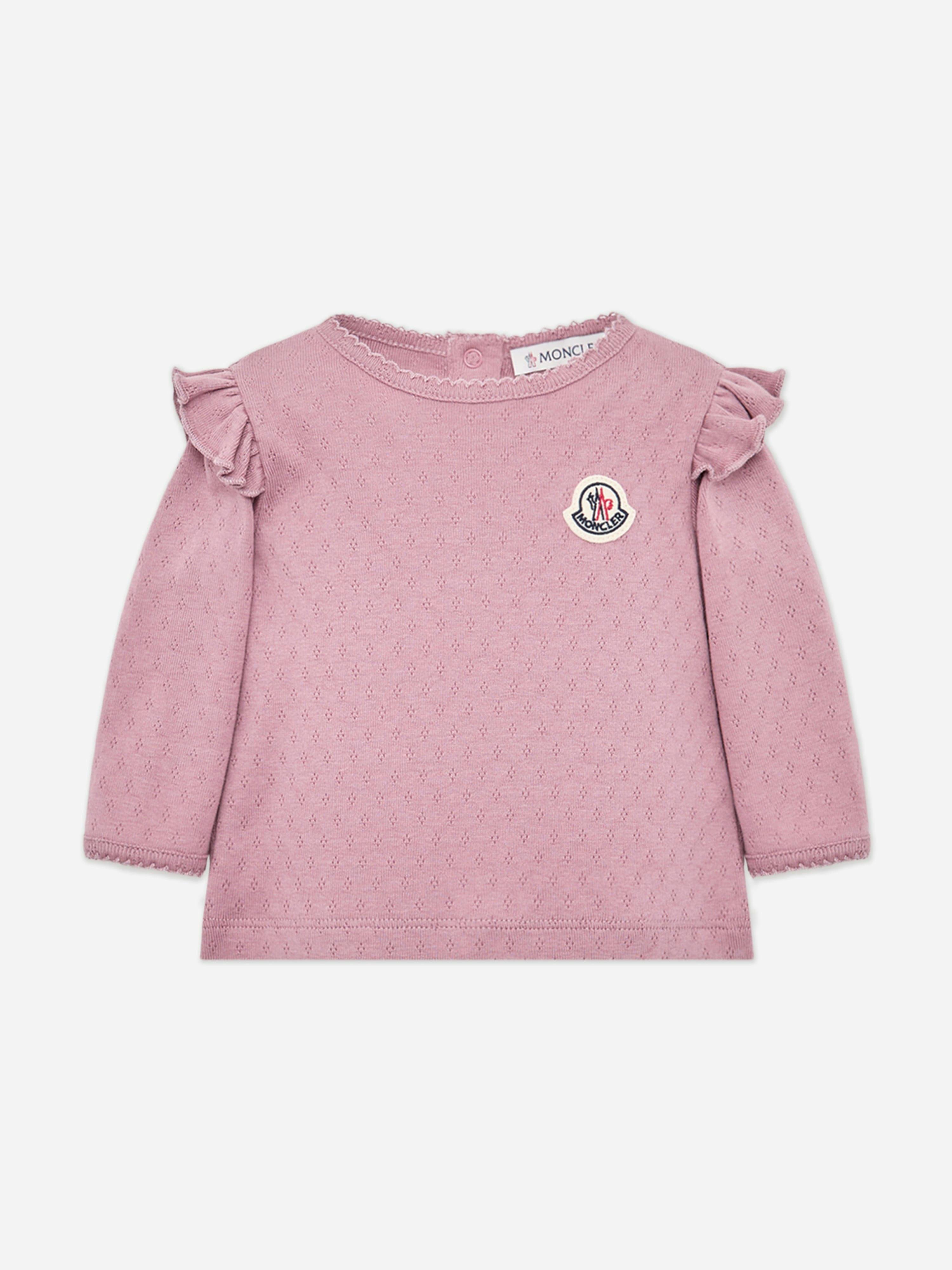 Moncler Enfant Women's Pink Baby Girls Long Sleeve Logo T-Shirt In - 2 Yrs