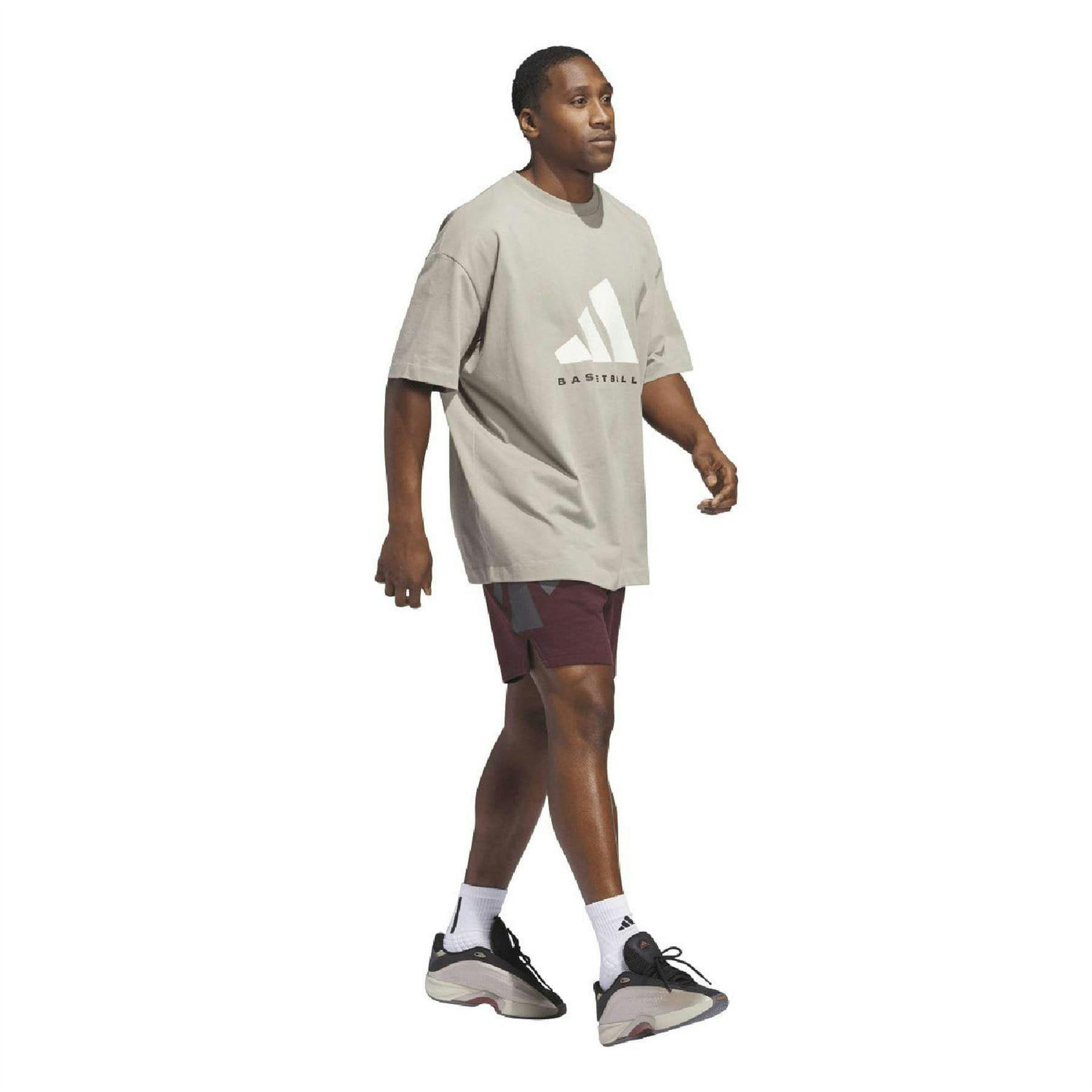 Adidas Unisex Beige Adult Basketball T-Shirt - S - 100% Cotton