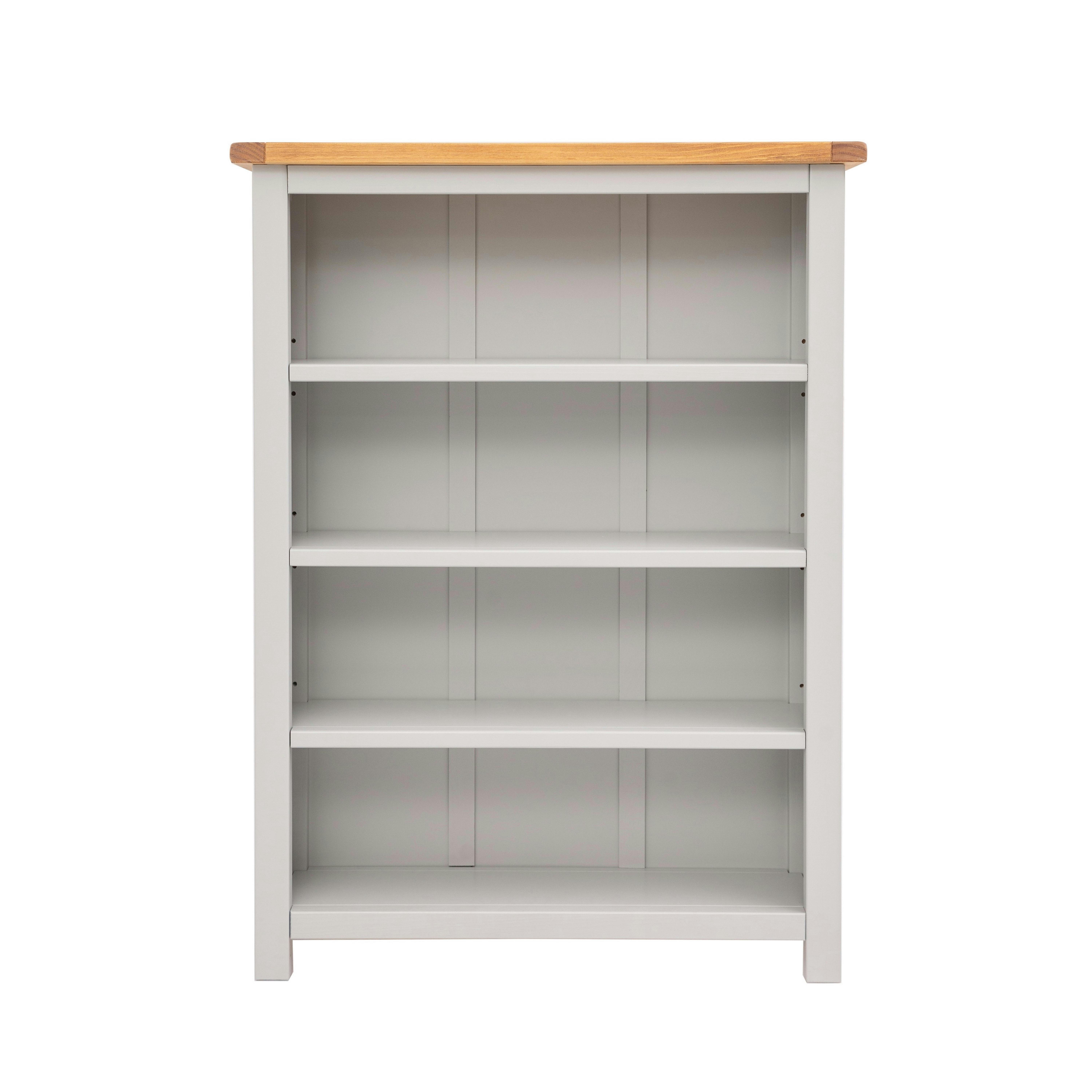 Argenta 4 Shelf Wide Bookcase Light Grey Pine Wood - Image 3