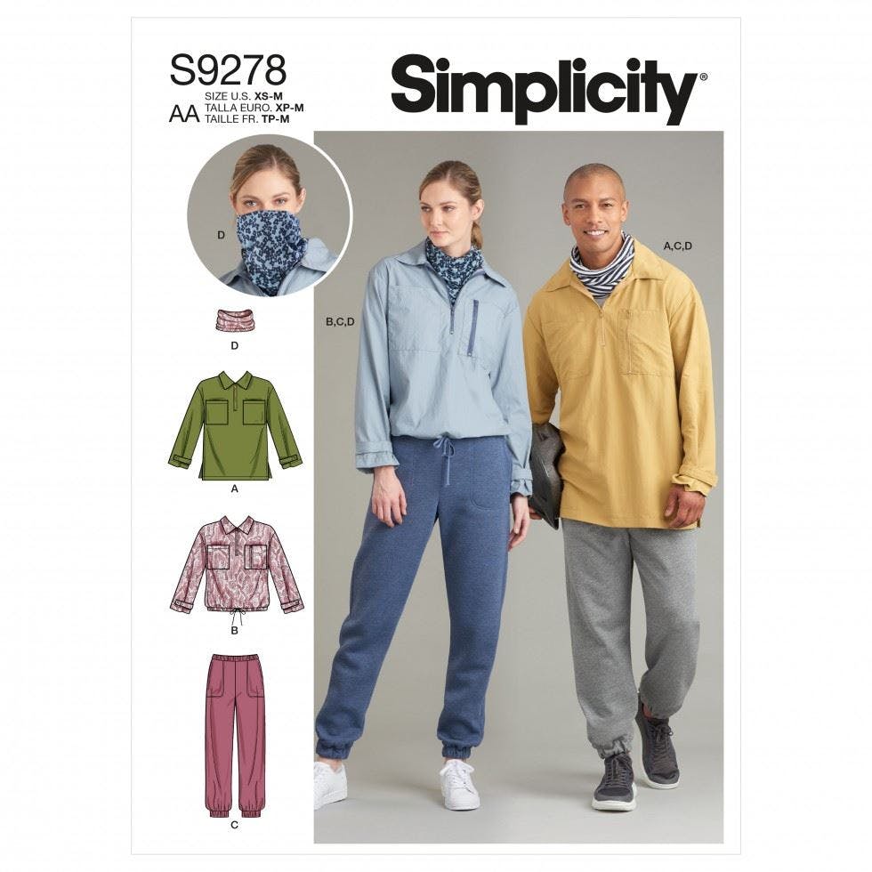 Simplicity Women's Sewing Pattern 9278, Tops, Trousers For Men, Aa (Xs-S-M) - Intermediate - Aa (Xs-S-M)