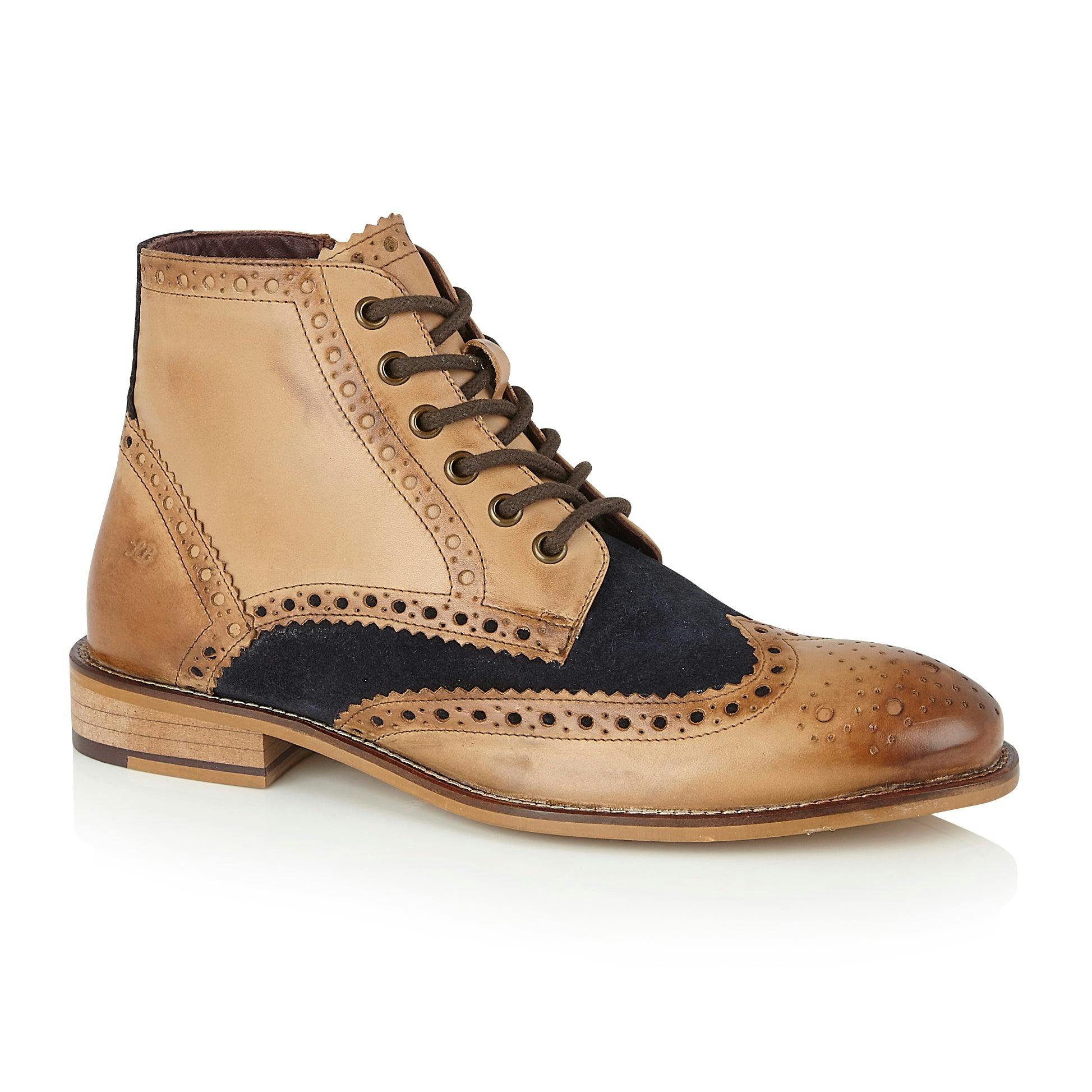 London Brogues Men's Gatsby Boot Tan / Navy - 11