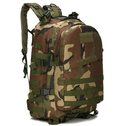 Coolandnew Molle Tactical Backpack - 40L 3D Bag - Woodland
