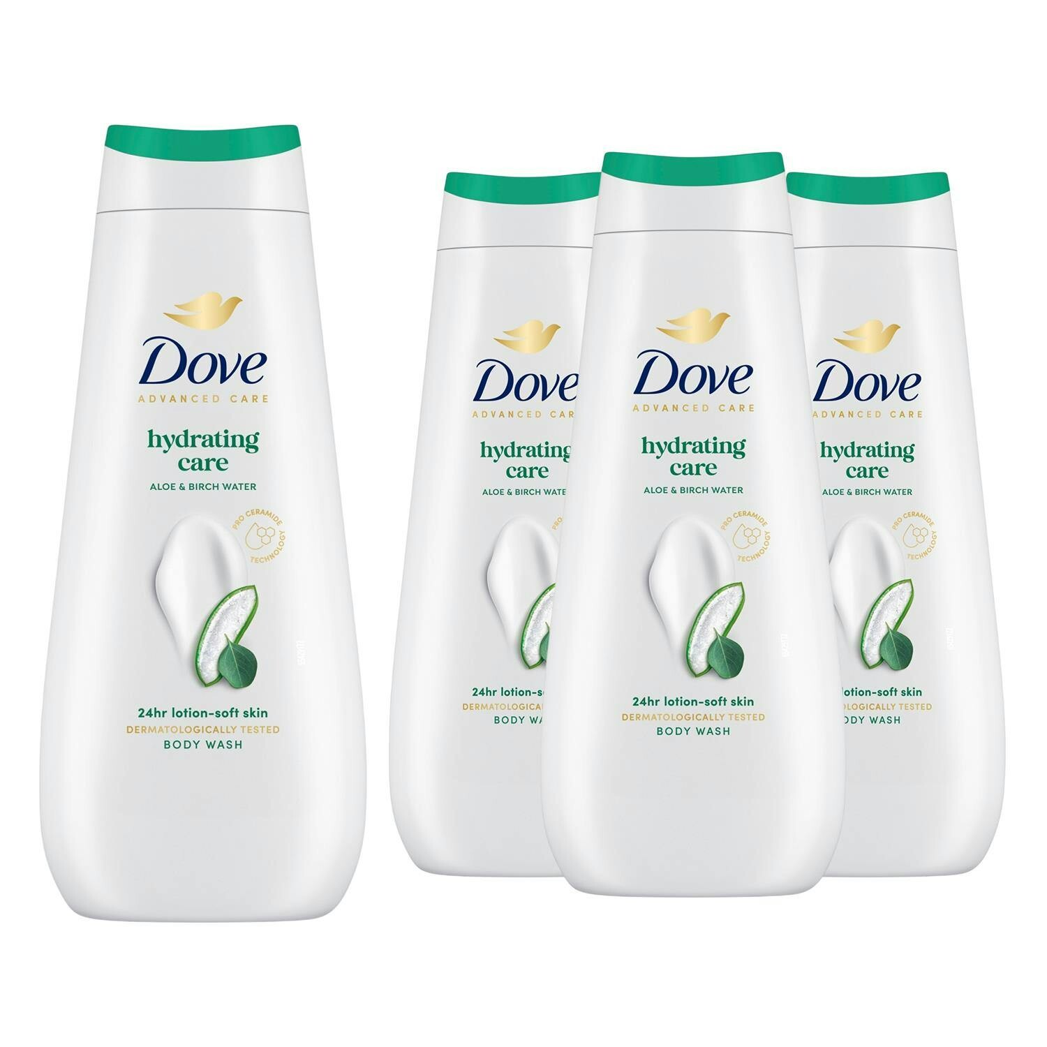 Dove Light Advanced Care Hydrating Care Body Wash 24H Renewing Micromoisture, 4X400ml