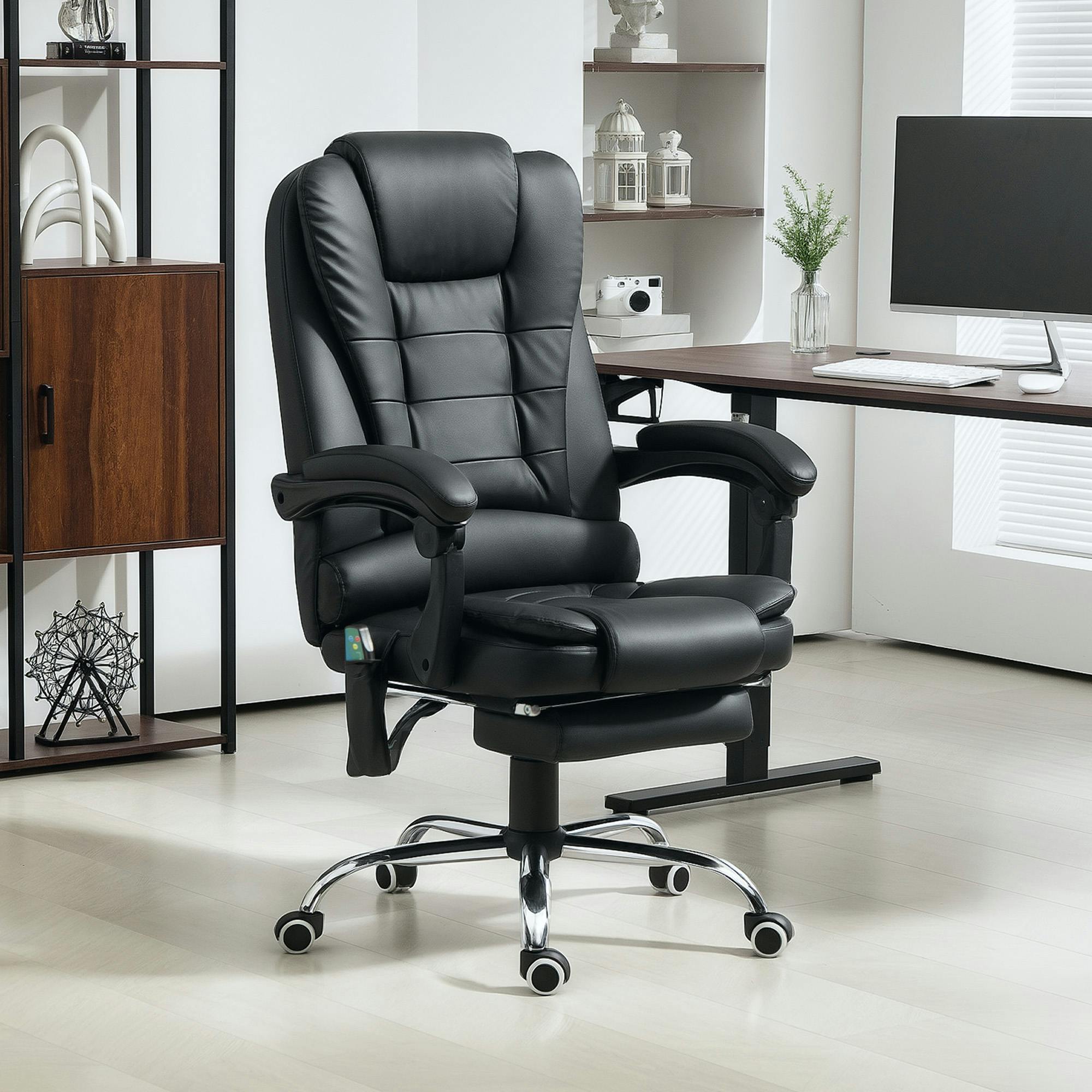 B&Q - Ergonomic Heated 6 Points Vibration Massage Executive Chair Black - Image 5