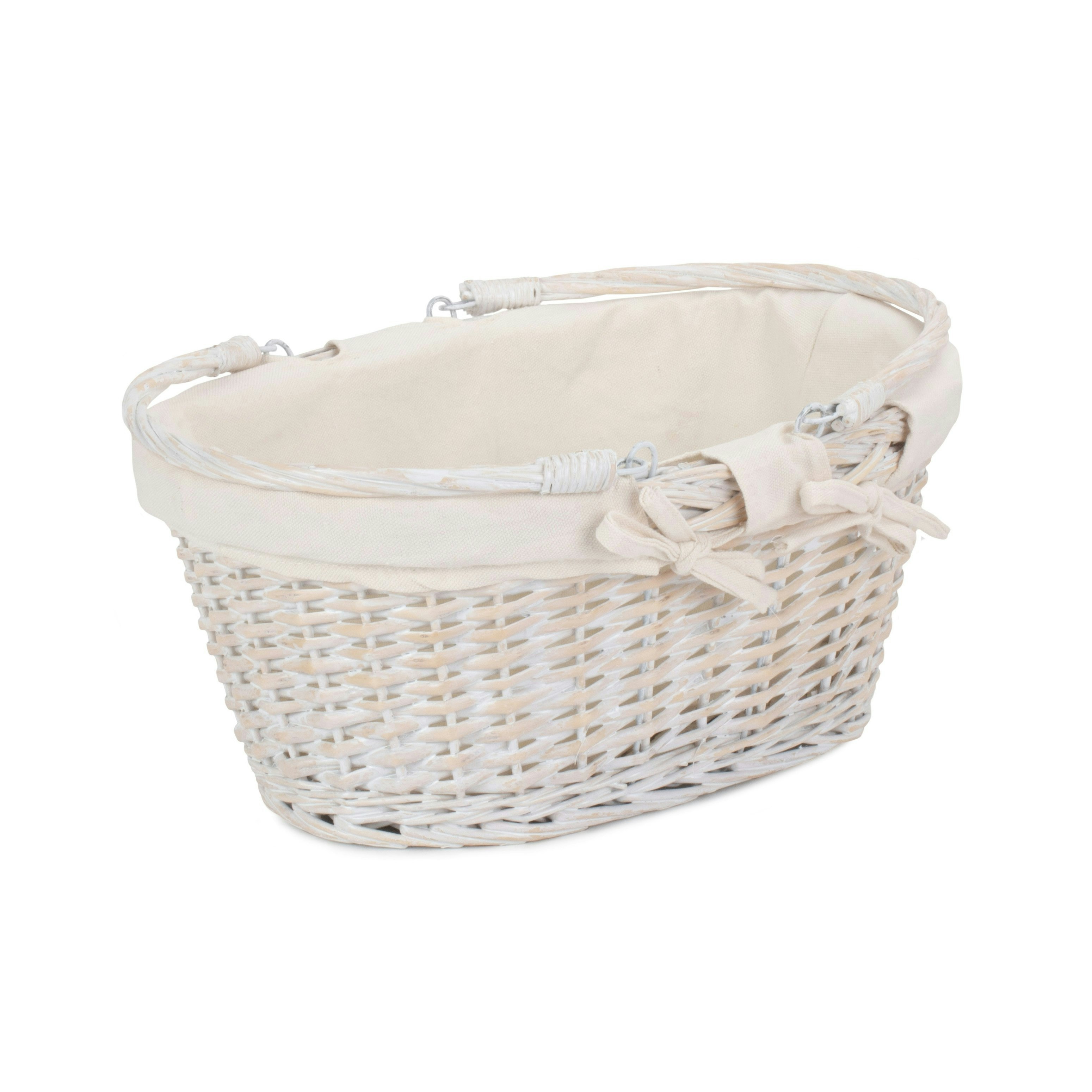 Red Hamper Red/White Hamper Whitewash Swing Handle Wicker Shopping Basket With And Checked Lining - Smal